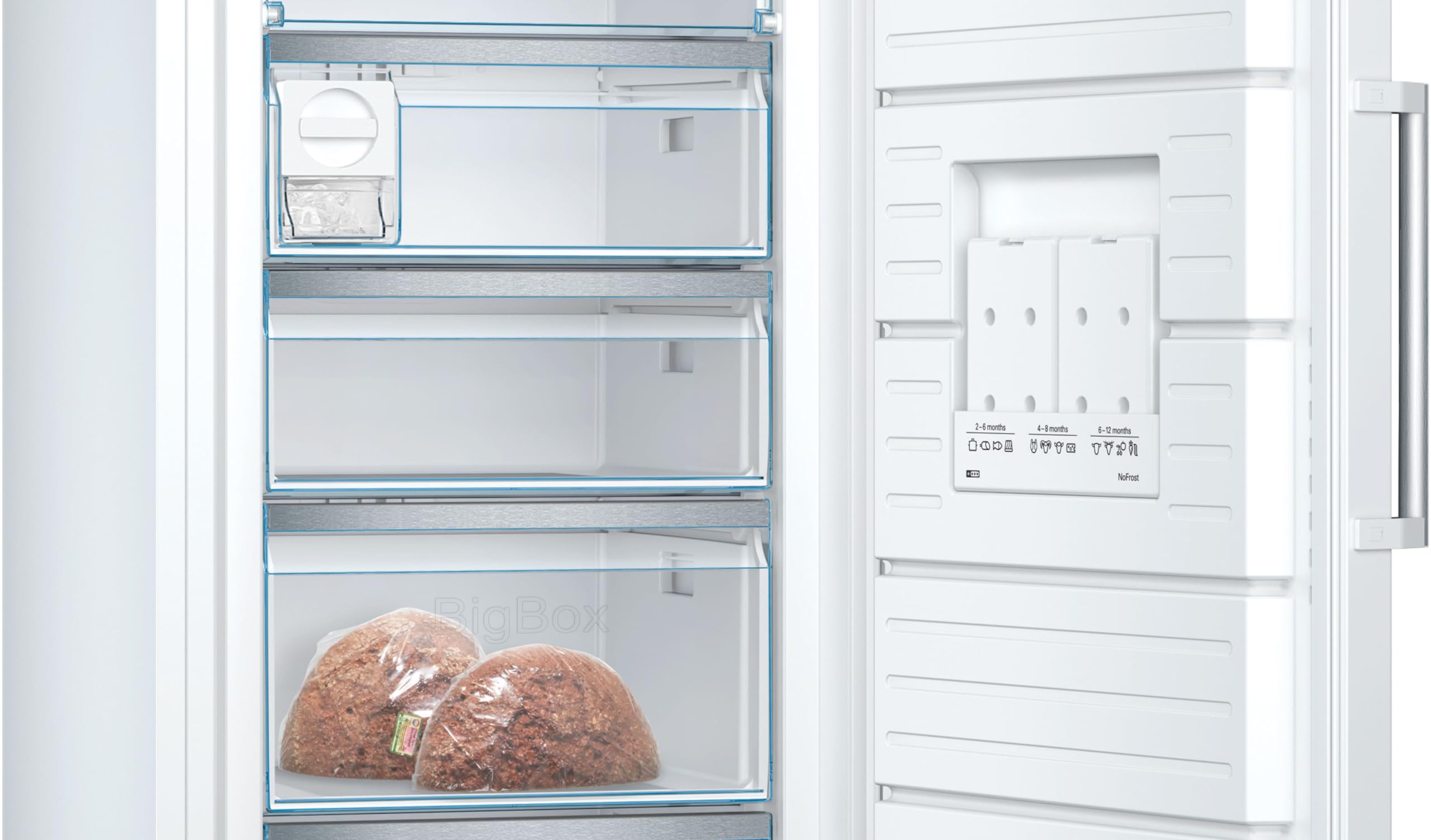 Bosch Serie 6 GSN54AWCV XXL-Gefrierschrank, 176 x 70 cm, 327 L, NoFrost, LED-Beleuchtung, BigBox, Weiß
