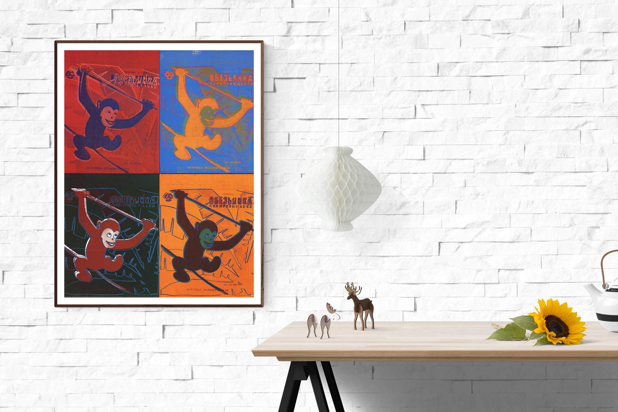 Andy Warhol Four Monkeys ポスター　ラージサイズ Amazon.com: Andy Warhol Four Monkeys (Lg) 47.25