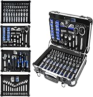 Prostormer 240-Piece Mechanic Tool Set with Aluminum Toolbox - SAE/Metric Sockets, Wrenches, Ratchets for Auto Home Repair