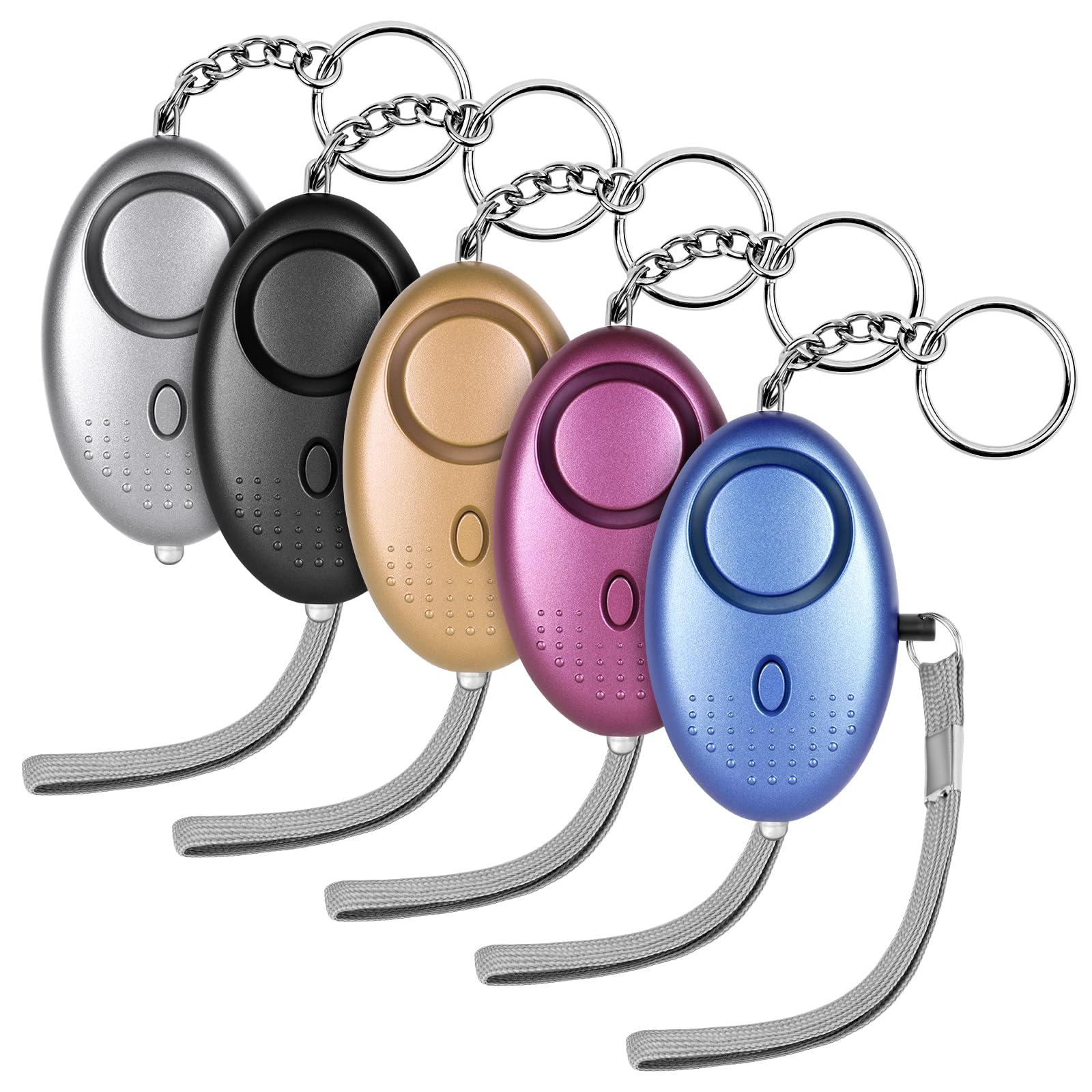 flintronic 5PCS Alarma Personal de Emergencia, 140dB Alarma Seguridad Autodefensa con Luz LED Llaveros, Alarmas de Bolsillo para Mujeres, Niños, Turno Nocturno, Ancianos