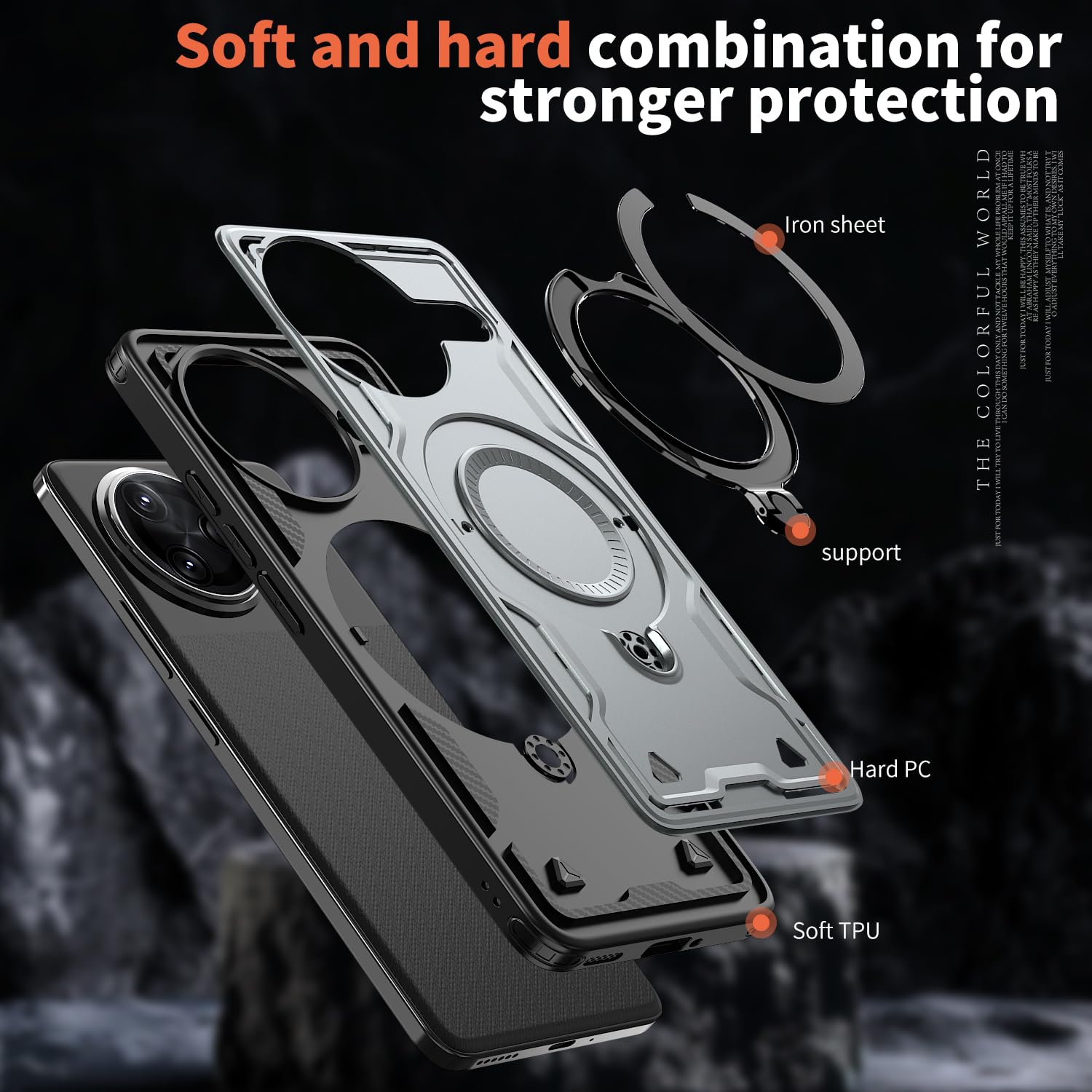Schutzhülle Für Xiaomi Poco F7 Ultra (6,67 Zoll) – Mit 360° Ring & Schiebedeckel Für Kamera, Stoßfest, Schwarz