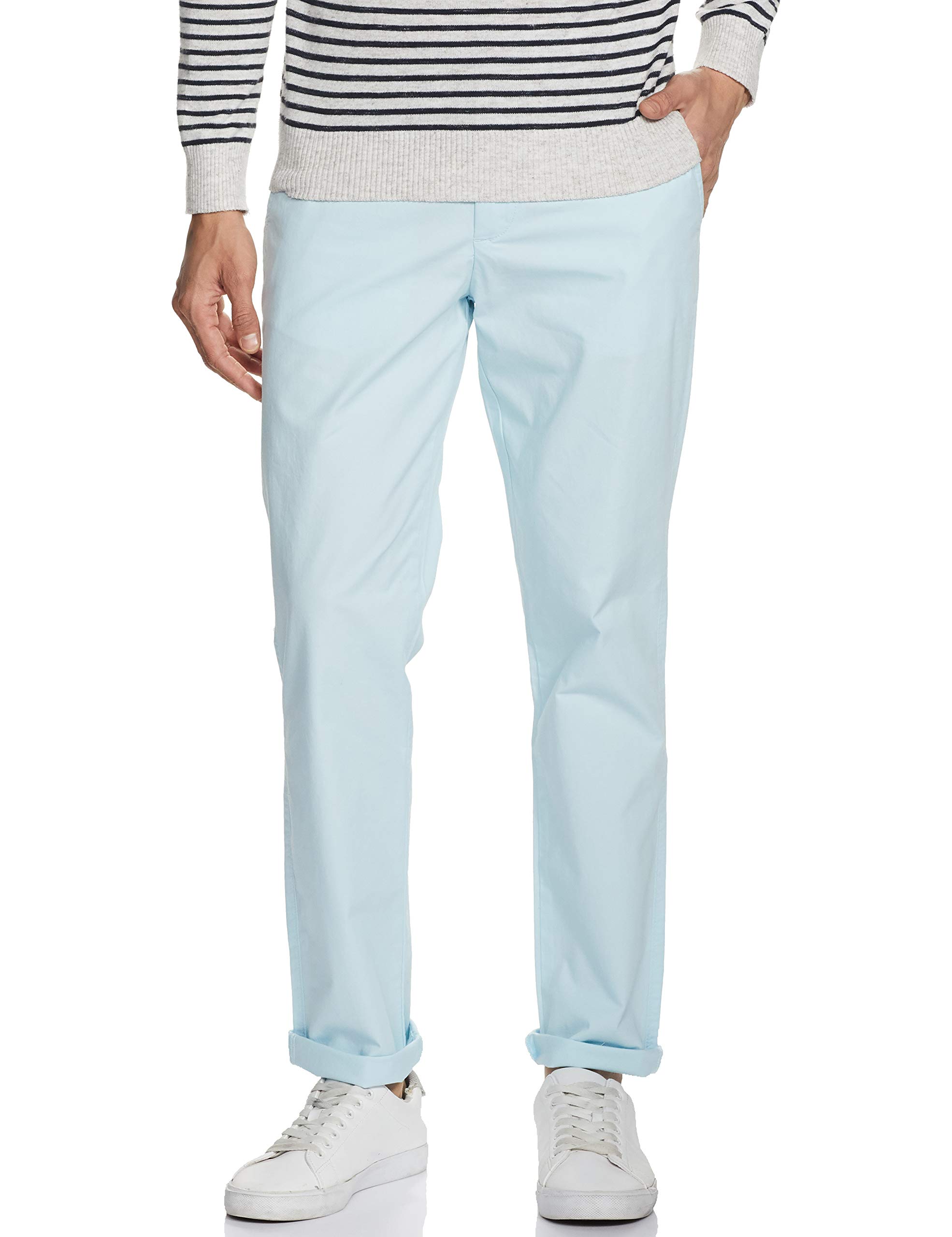 United Colors of BenettonMen's Slim Mid Rise Casual Pants (4CTNS0012I903_Blue_32)