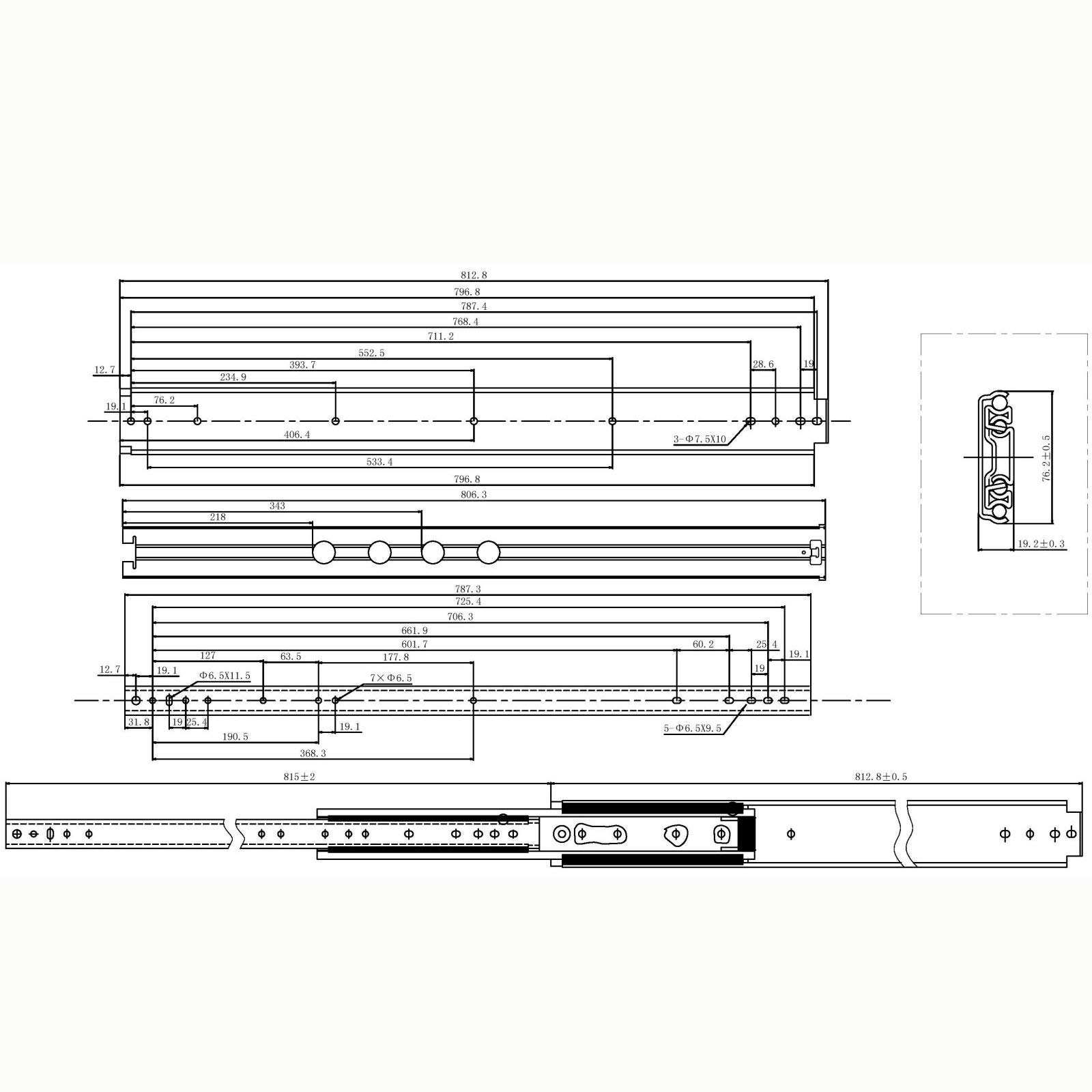 1 Paar Vadania Schwerlastauszüge 800 mm, 200 kg