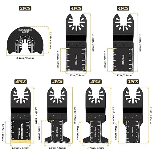 Miniatura 2 de Cuchillas de herramientas oscilantes reforzadas de titanio multiherramienta para madera, metal, corte de plástico, hojas de sierra oscilantes de