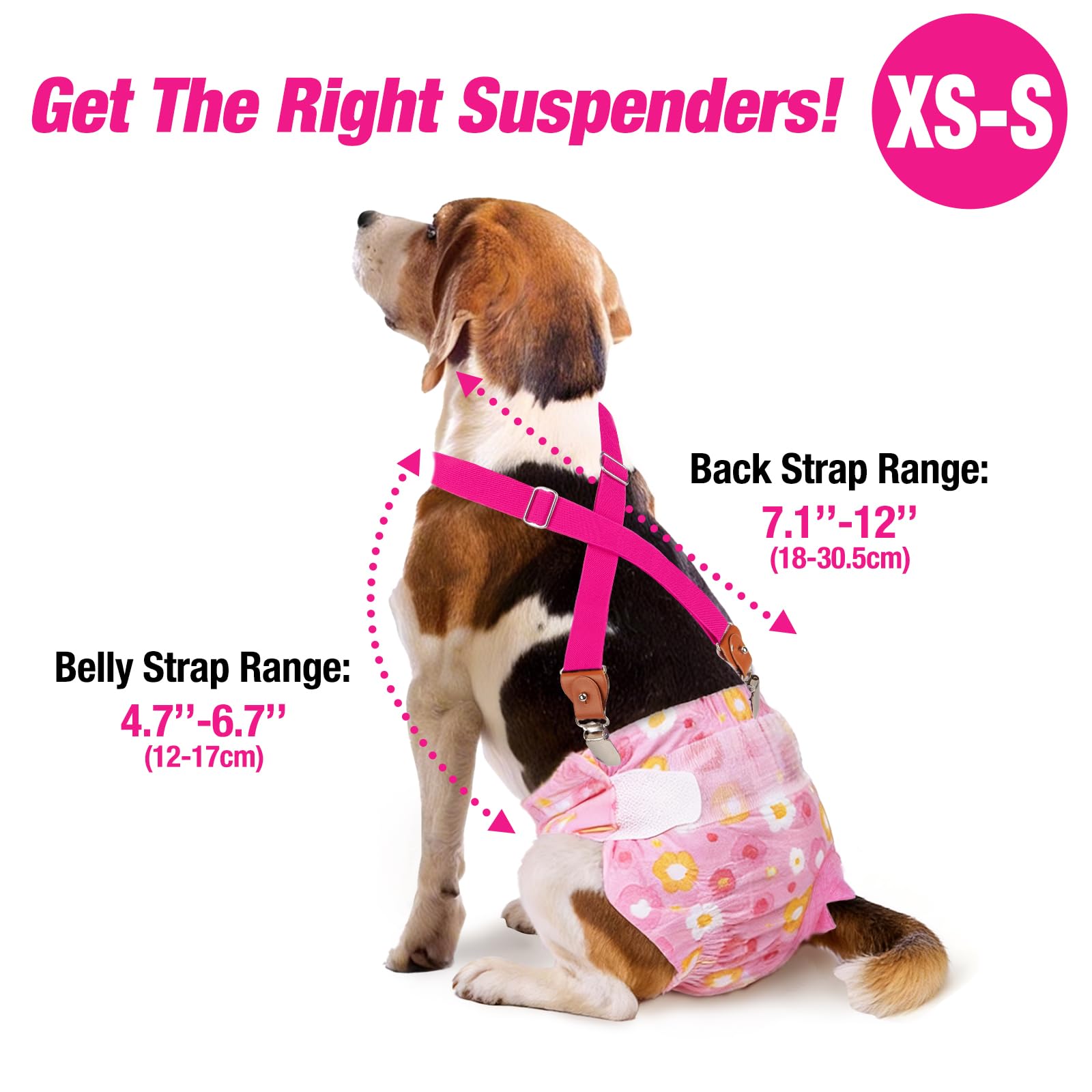 Pet Soft Dog Suspenders - 2 Pieces Female Dog Diaper Suspenders for Dogs Diaper Keeper Suspender for Dog Skirt Dress Diapers, Black, Pink, Brown, Burgundy, X-Small/Small 2