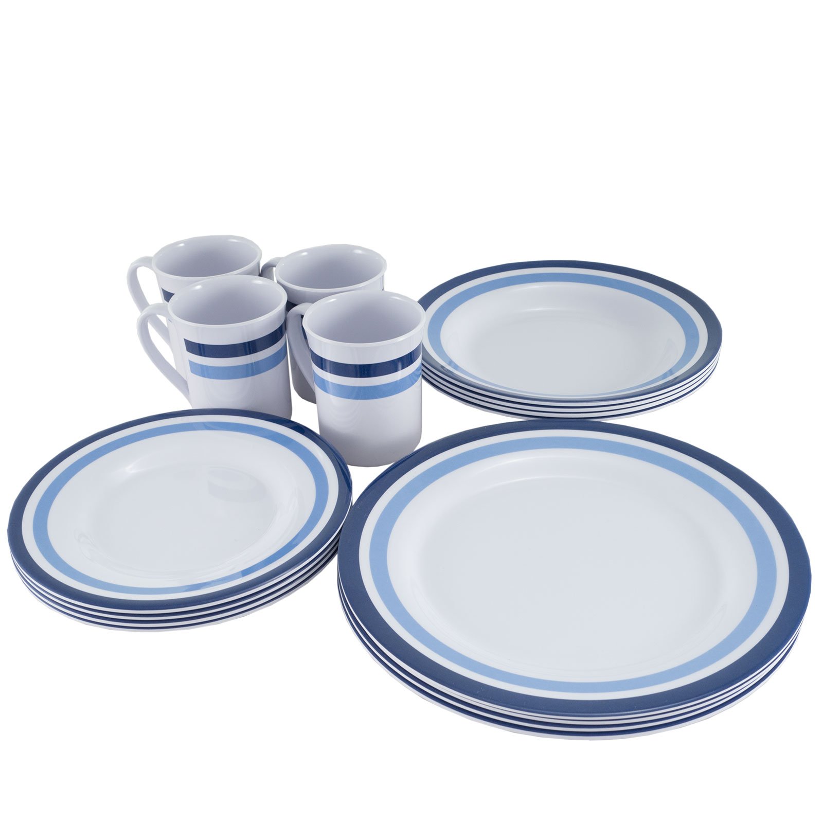 Outdoor Melamin Geschirr Set 16tlg Camping Essgeschirr Reise Picknick Teller Porzelan Optik Dekor Giulia