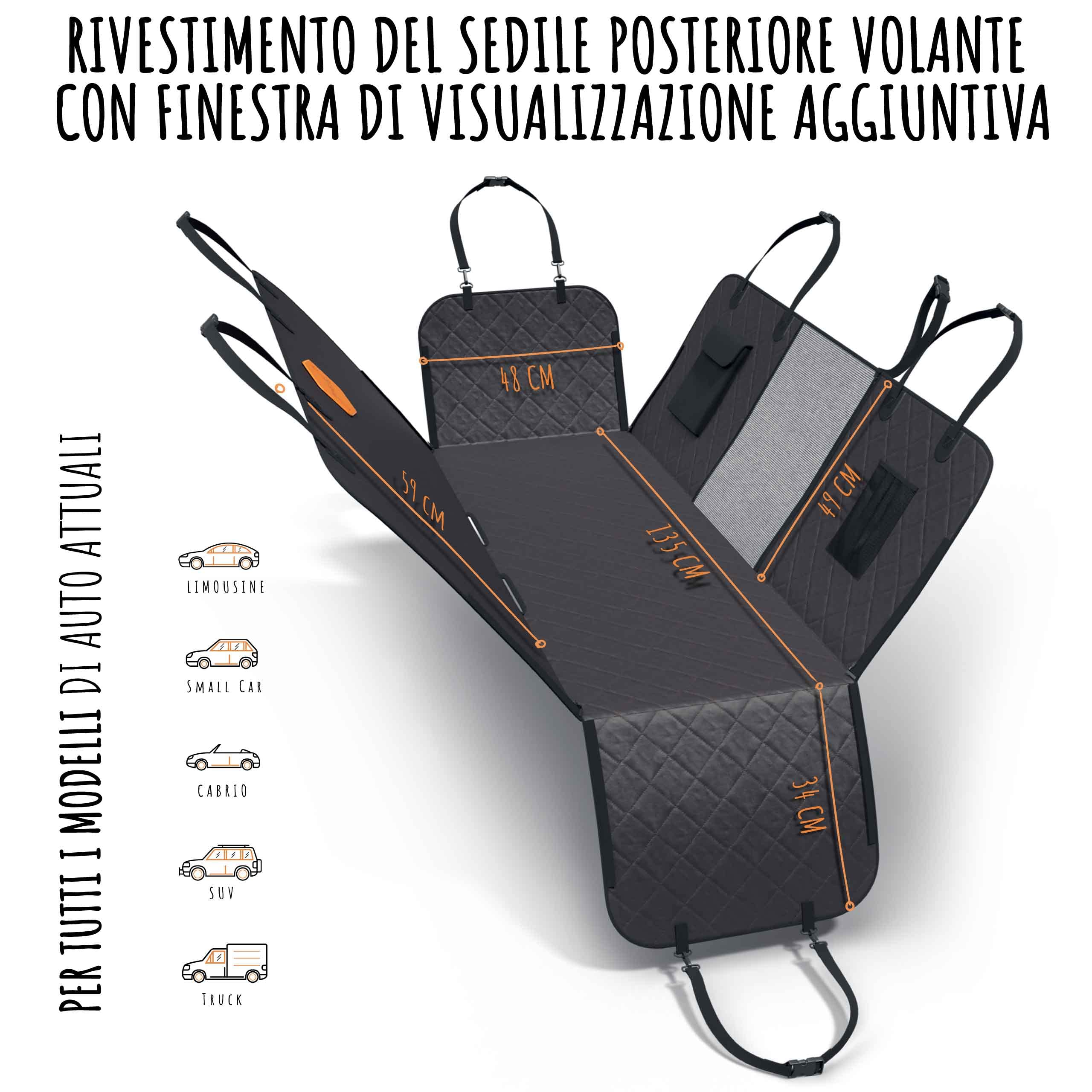 Rudelkönig Coprisedile Auto Per Cani - Telo Cane Auto Impermeabile e Antigraffio con Finestra - Copri Sedile auto per cani Universale Facile da Pulire