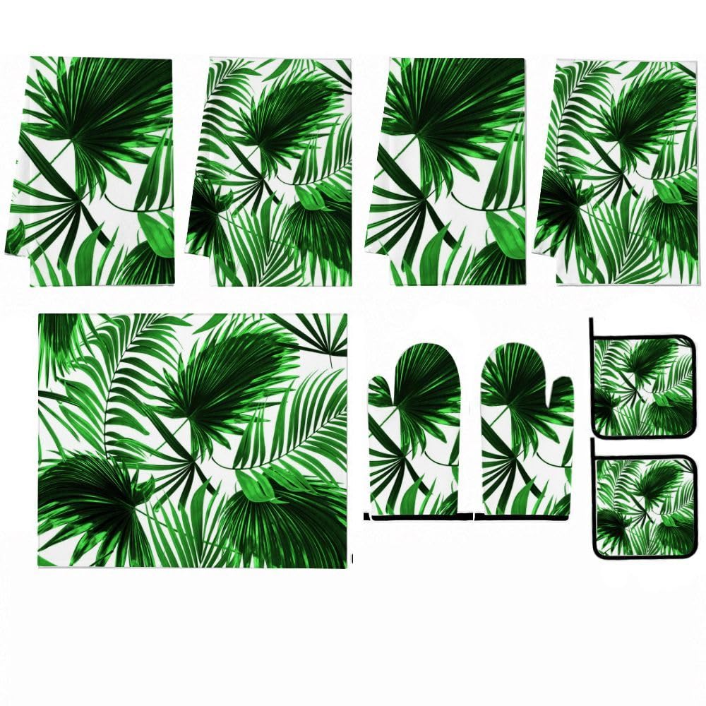 Set di accessori e decorazioni da cucina con foglie di palma tropicale 9