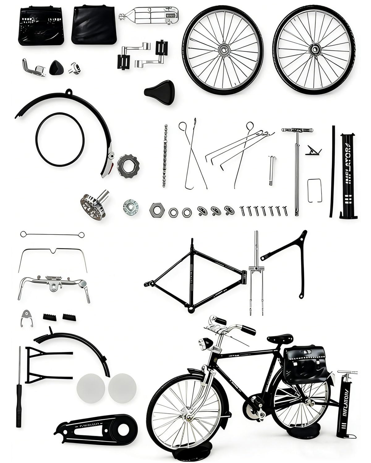 BKit Fai da Te in Scala per Modello di Bicicletta,modellino bici,Kit di Giocattoli per modellini di Bici da Dito,Kit Scala Modello Bicicletta Simulazione 1/10,per camera da letto,idea regalo