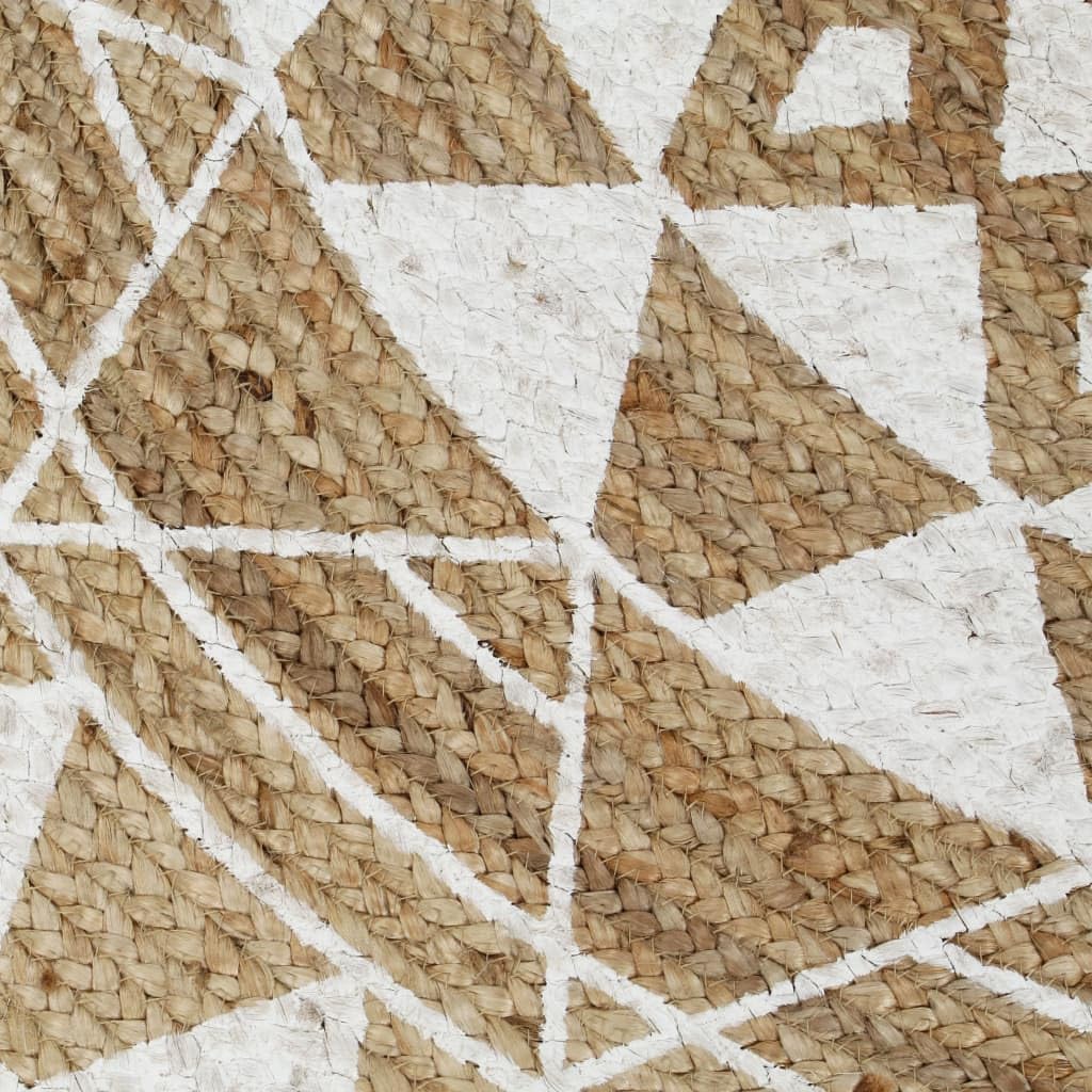 vidaXL Tapis Fait à la Main Jute avec imprimé Blanc 120 cm
