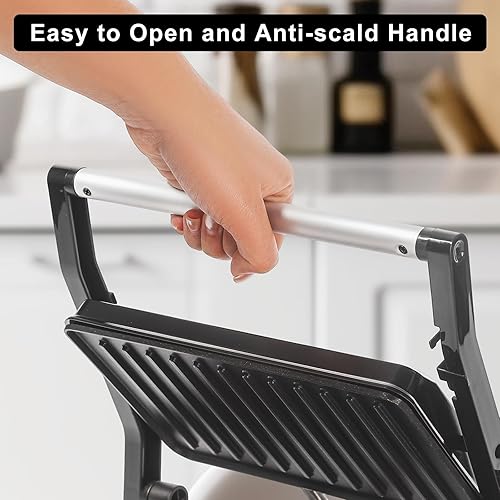 Miniatura 6 de UVFAST Small Panini Press Grill Sandwich Maker, Electric Panini Sandwich Maker Grill,Open 180 Degrees for Grill Indoor,Perfect for Grilling