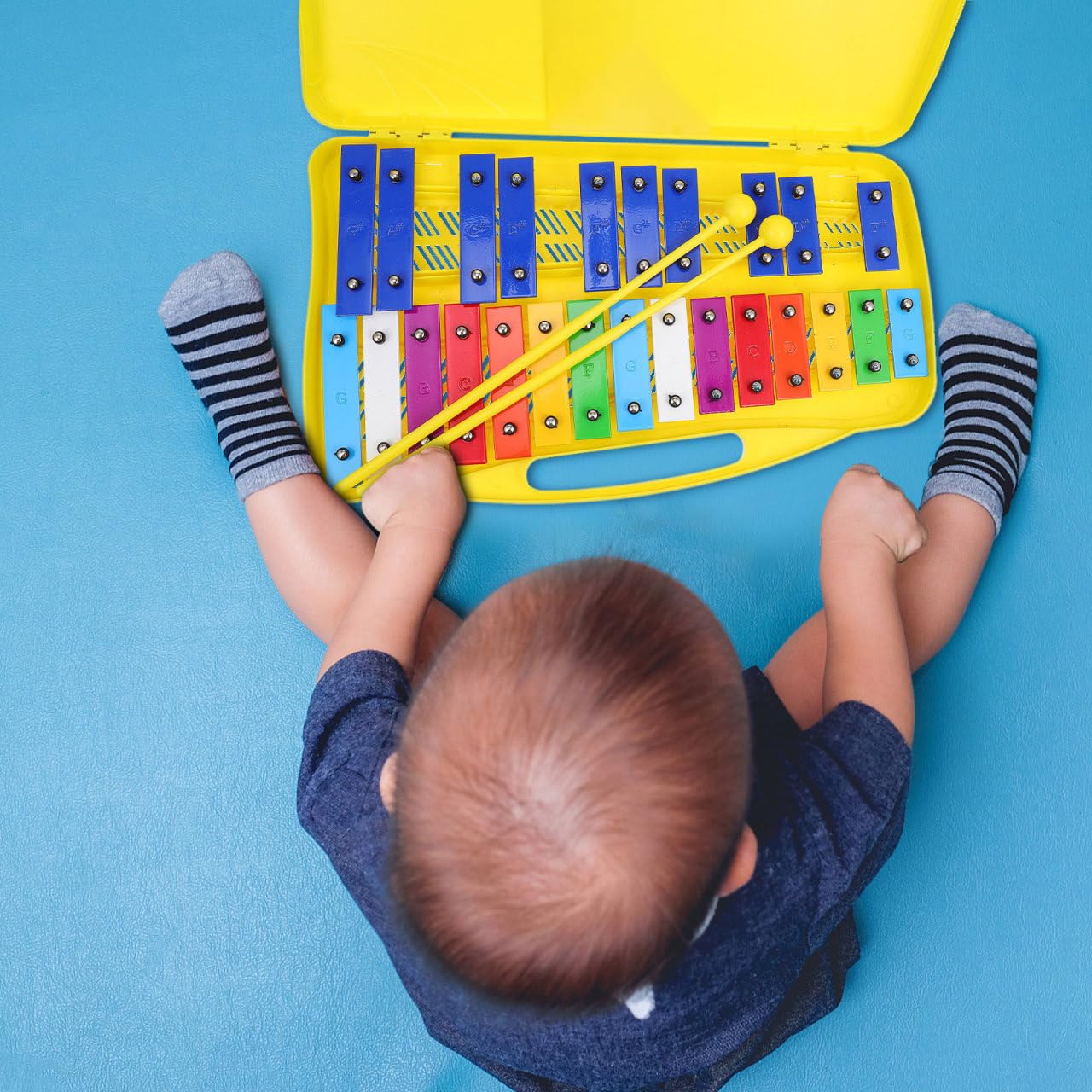 Metalófono de Notas con Placas de Hierro Coloridas Instrumento Musical de Percusión Seguro y Duradero para Juguete Educativo para Desarrollar Ritmo y Creatividad