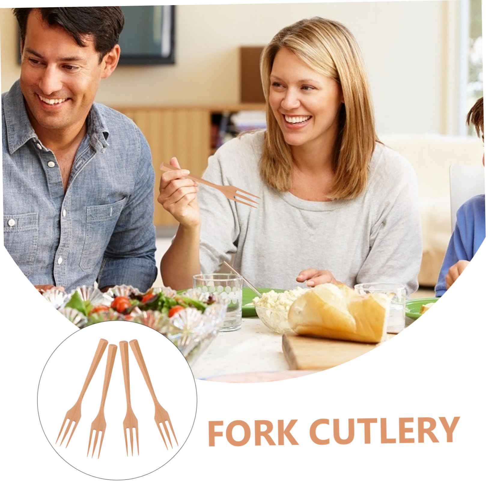 OSOLADY Set of 4 Salad Mixing Forks Wooden Cooking Forks Long Handles Salad Servers