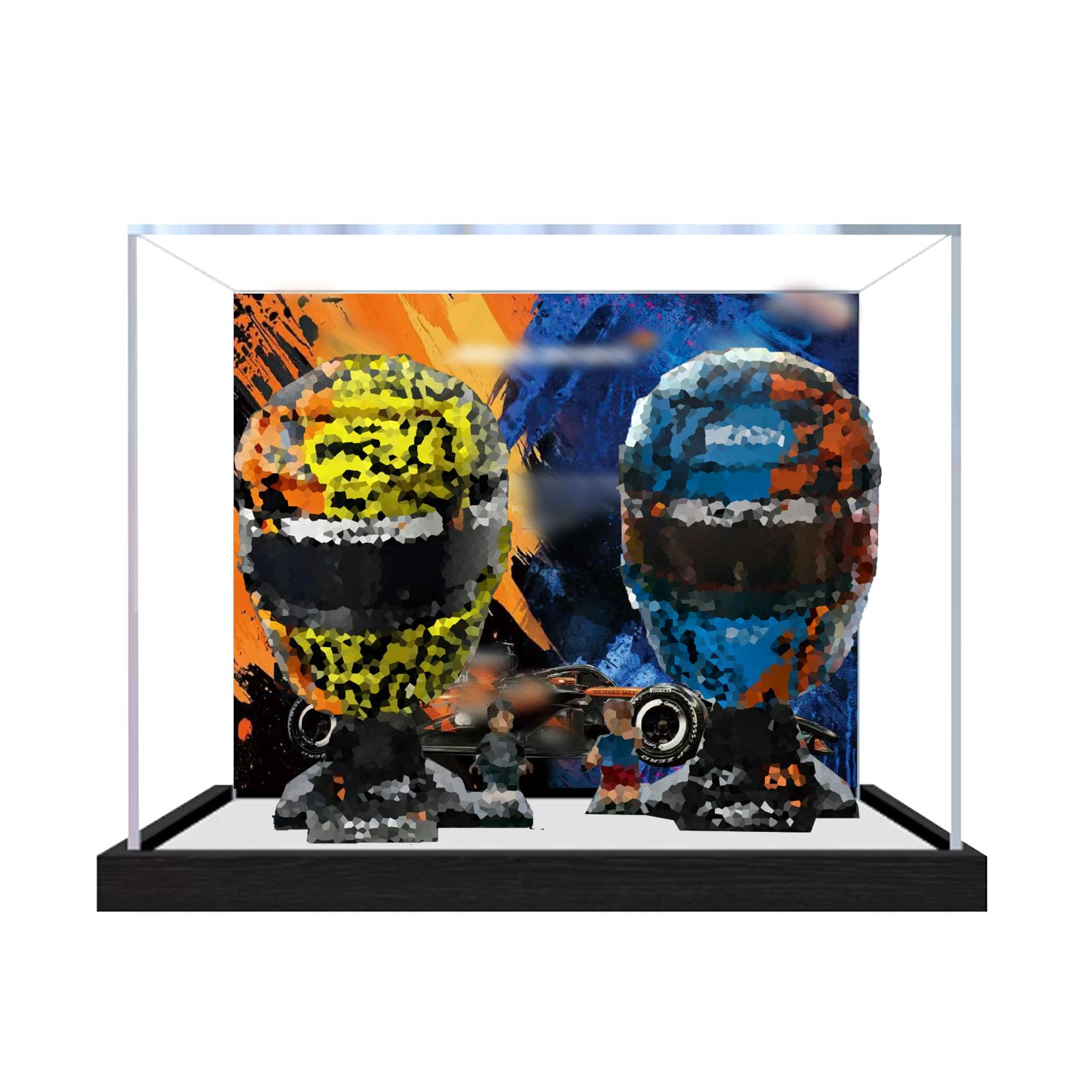 Dustproof acrylic Display Case for Le-go 43017+43023 Helmets Model-display box only (StyleC Background 3mm)