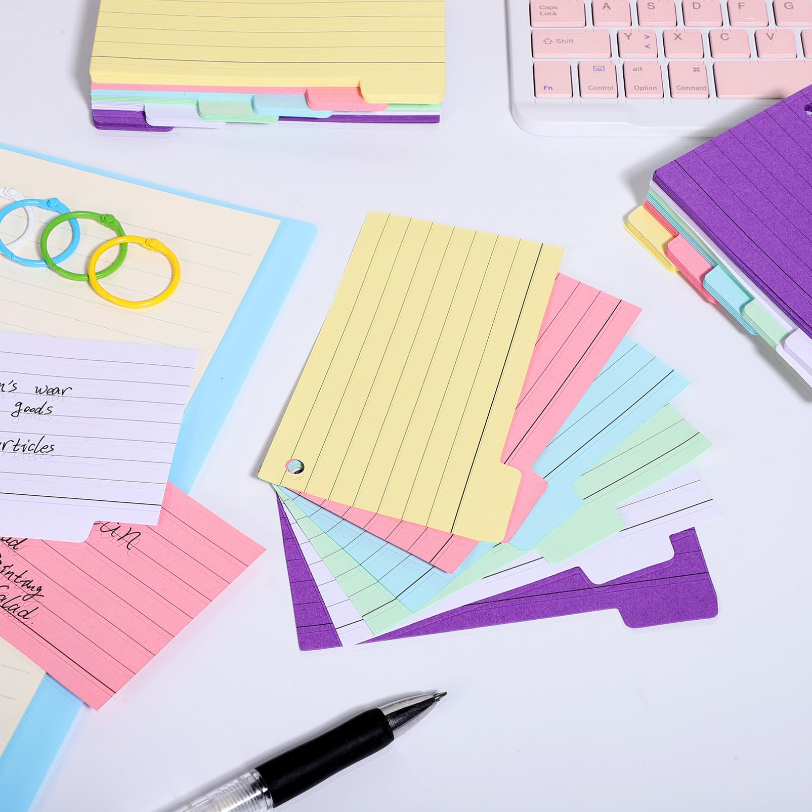 jojofuny 4 Set Blocco Note A Spirale Schede Di Schede Di Apprendimento Schede Di Appunti A Righe Schede Con Anelli Schede Di Per La Revisione 300 fogli*4 Colore Casuale