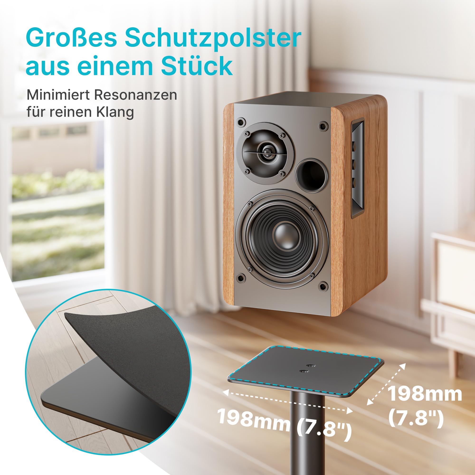 Pegzone Lautsprecherständer für Surround Sound,Universal Boxenständer Tragfähigkeit 25 kg,76,5 cm hohe Regallautsprecher-Ständer,Kabelmanagement,1 Paar,großer Glasbasis,schwarz