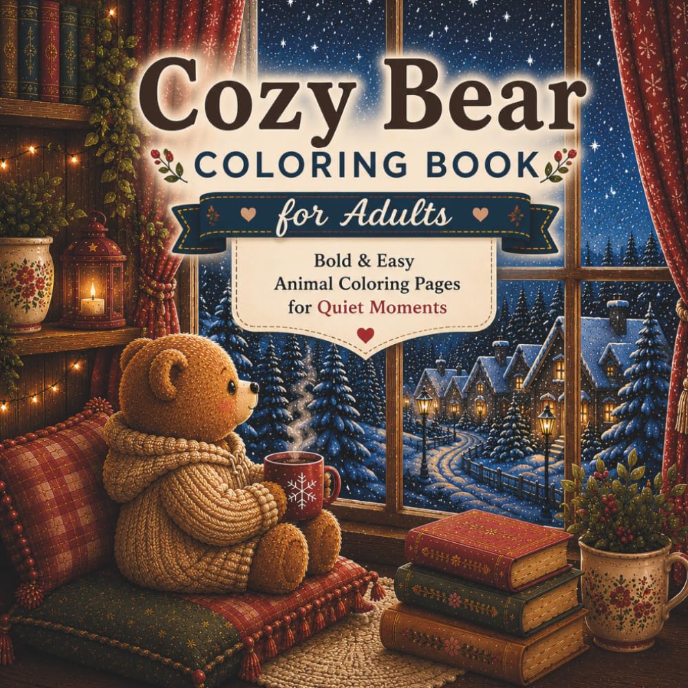 Cozy Bear Coloring Book for Adults: Bold & Easy Animal Coloring Pages for Quiet Moments (Cozy Bear Coloring Series)
