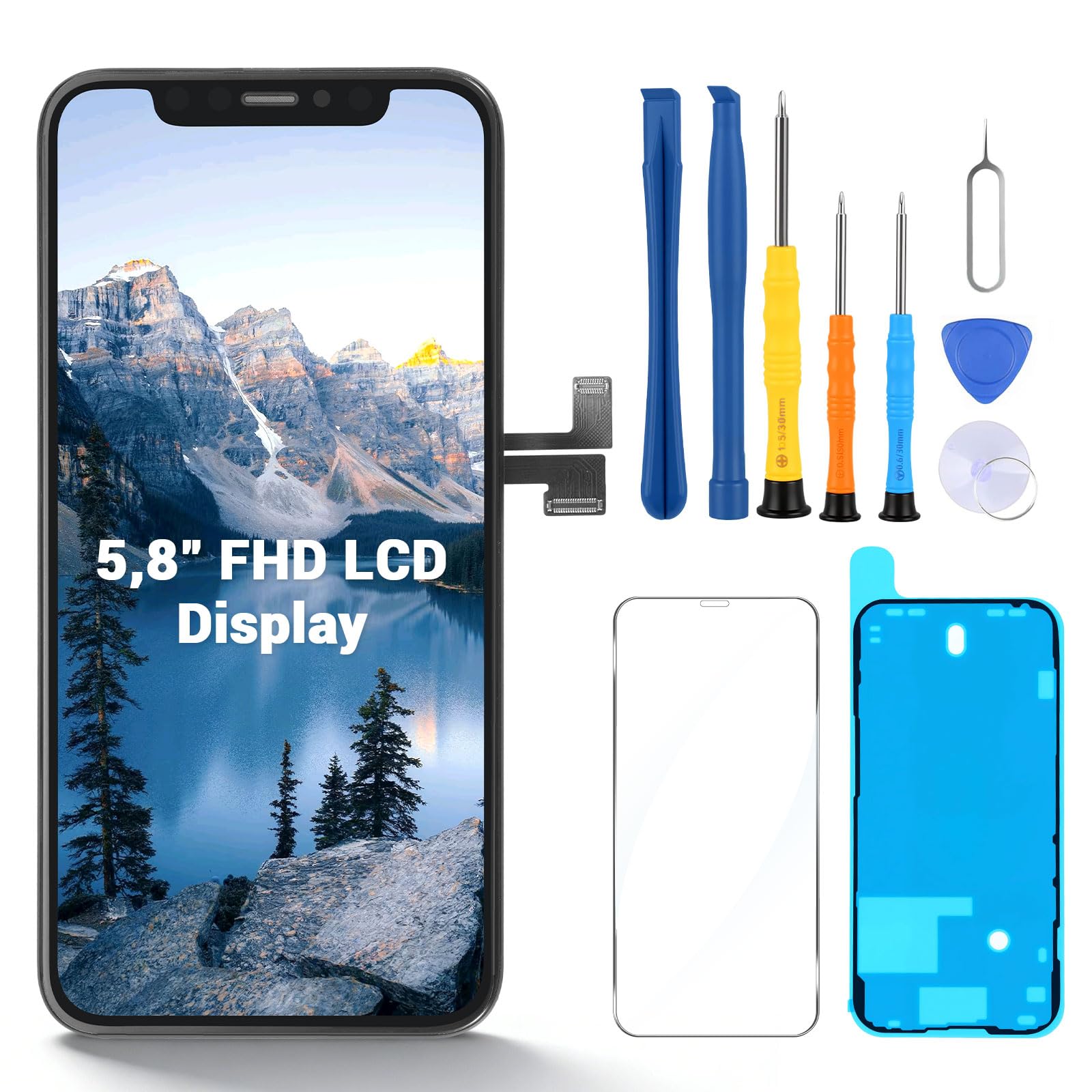 Pantalla para iPhone 11 Pro de 5,8 pulgadas LCD – Pantalla de repuesto FHD con digitalizador de pantalla táctil, marco y kit de reparación, kit completo de sustitución de pantalla