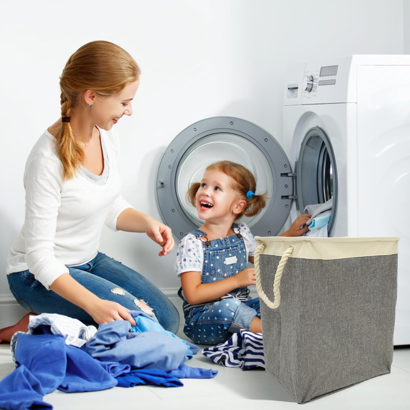 iplusmile Cesto Porta Biancheria Sporca Grande Capacità e Resistente Pieghevole Oxford con Corda di Cotone per la Casa e Bagno