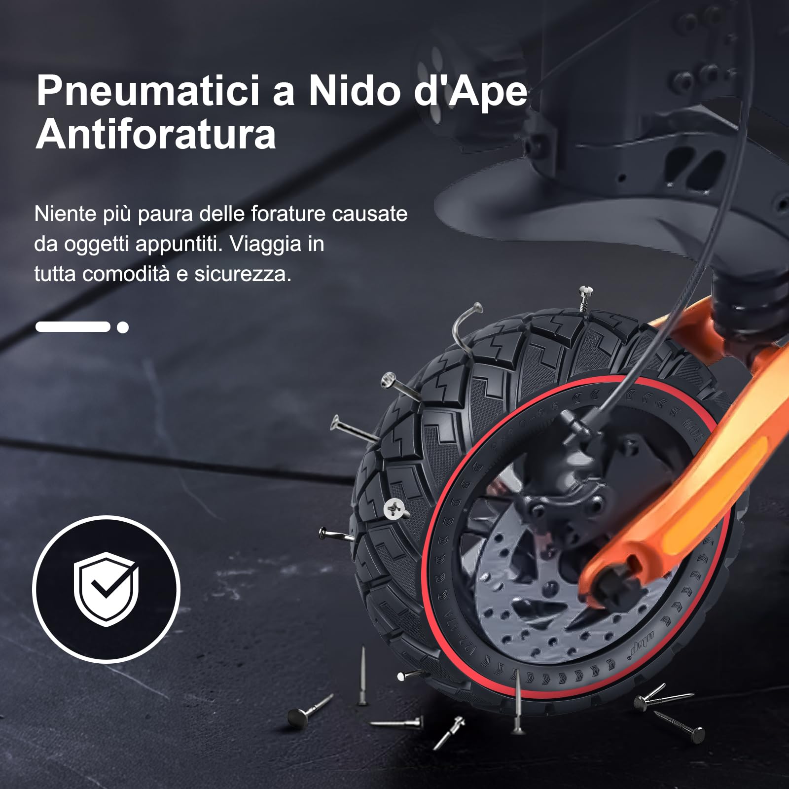 9x3,0-5,5 Pneumatici Completi per Kukirin G2 Pro, Zero 10 X, Dualtron Eagle Pro, Pneumatici di Ricambio in Gomma Piena, Fuoristrada, Solidi e Resistenti Alle Forature (Rosso 1 Pezzo)