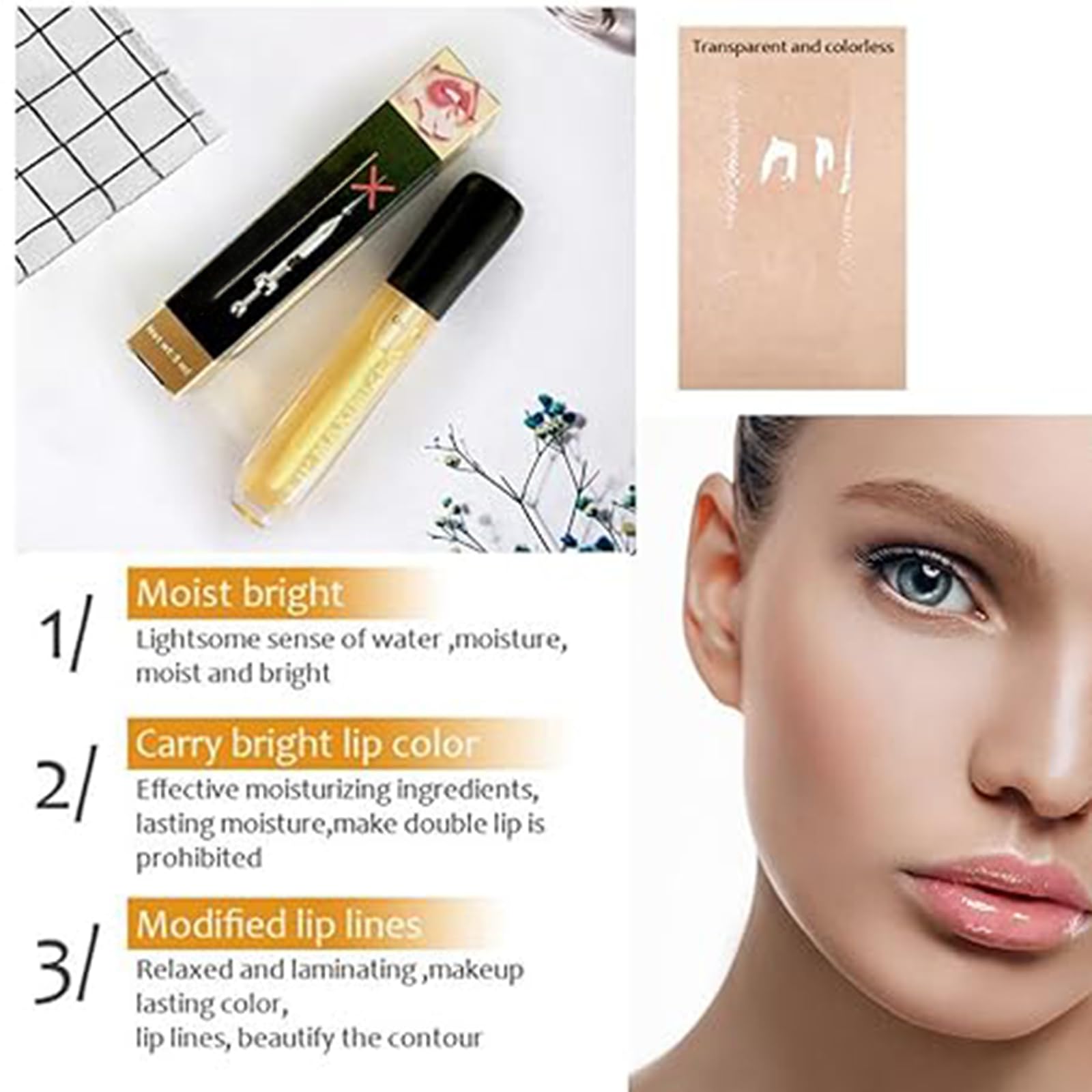 2Pcs Plumping Lip Maximizer Serum – 3D Lip Plumper Extreme für sofort voluminöse Lippen | Lip Gloss Enhancer Booster Volume mit Hyaluron | Transparente Lippenvergrößerung