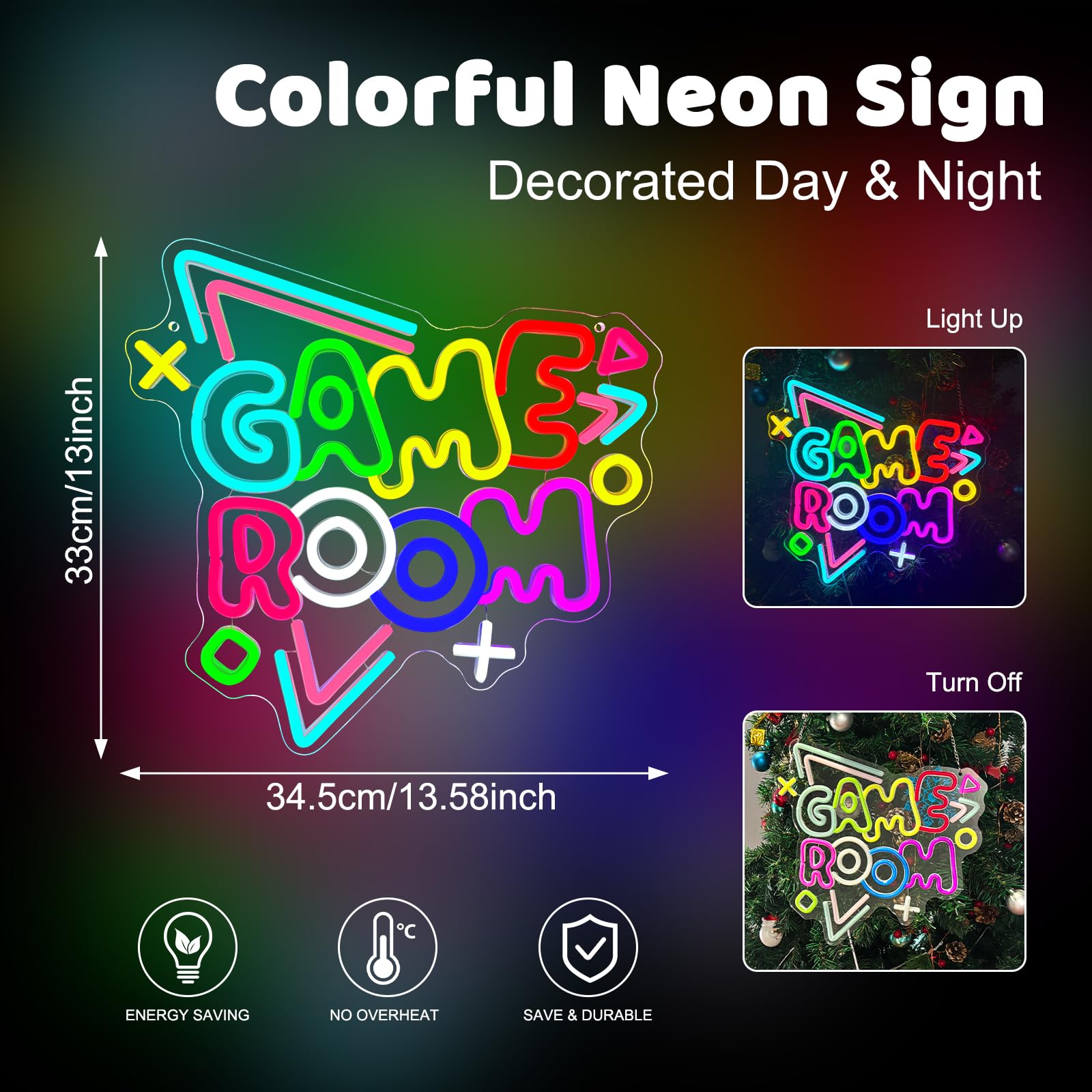 Neon LED Gaming, Décoration Murale pour Chambre Gamer et Salle de Jeux, Enseigne Lumineuse Néon avec USB et Variateur d'Intensité, Cadeau pour Ados et Adulte, Accessoire Bar et Deco Chambre