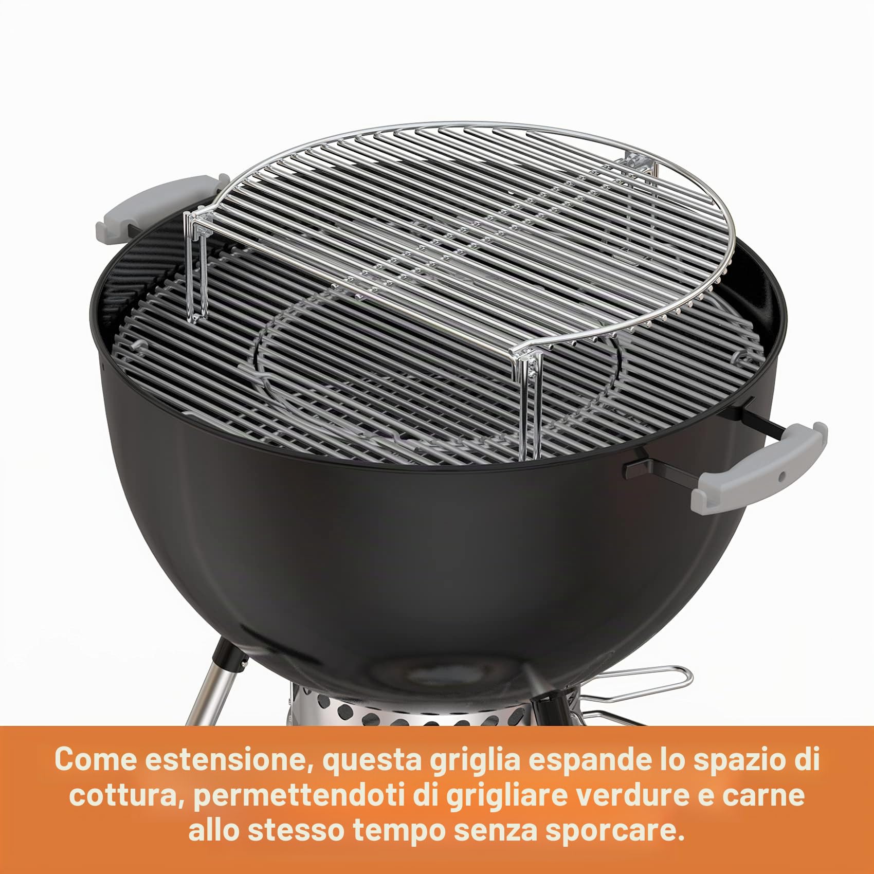 onlyfire Griglia di Cottura Espandibile in Acciaio Inox per Griglie a carbonella e in Ceramica, Griglia di Riscaldamento per Large Big Green Egg, Weber Kettle Grill, Kamado Joe Classic