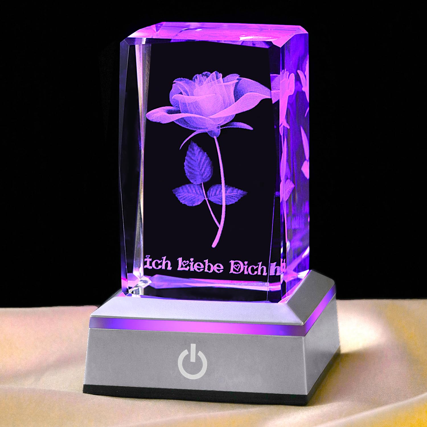 3D Rose Kristall Mehrfarben-Nachtlicht Ich liebe dich Decolamp,Muttertag Geschenk Ideen für Mutter Frau von Tochter Ehemann, Valentinstag Geburtstag Geschenk für Freundin Paar sie