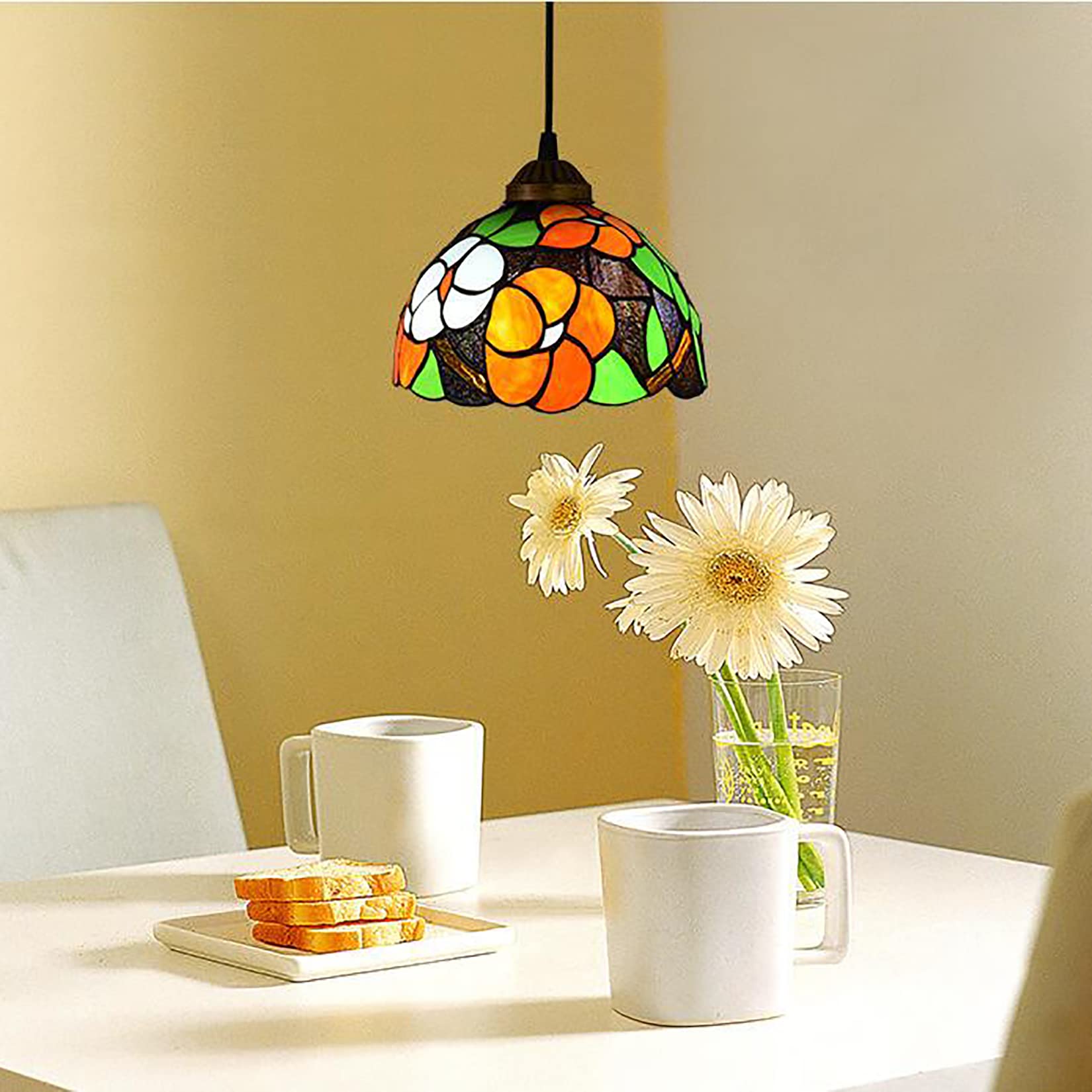 Lampa wisząca z podwójną głowicą, 3-głowicowa, obrotowa lampa wisząca 8", ekran vintage, do salonu, sypialni, jadalni, E27 Ø20 cm, pojedyncza głowica