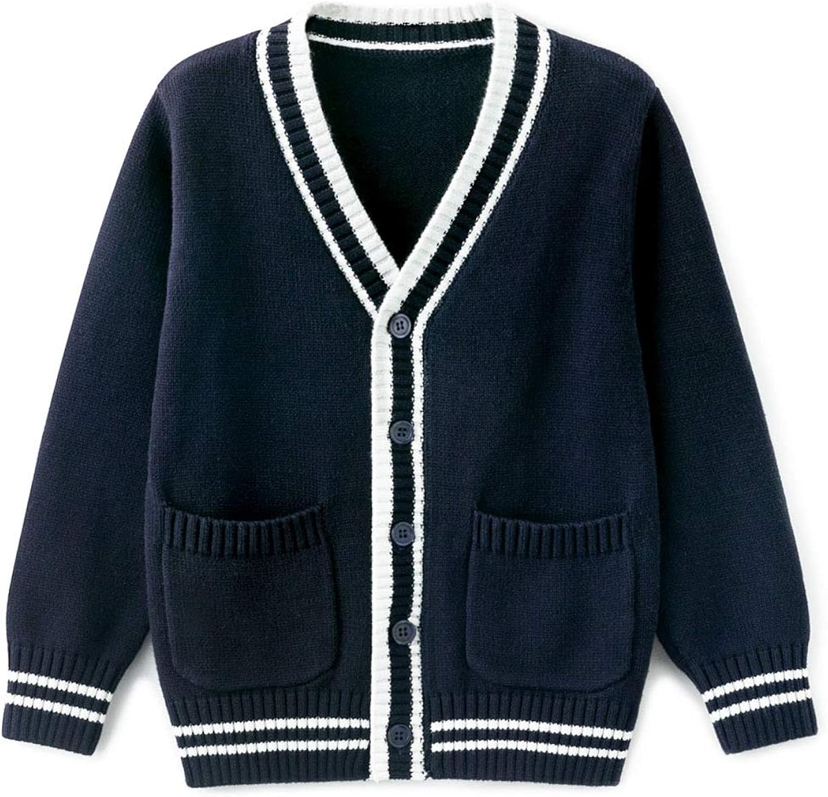 Curipeer Boys' Cardigan V-Neck Knitted Sweater Fall Button Up School Uniform 4-14Y: Clothing, Shoes & Jewelry