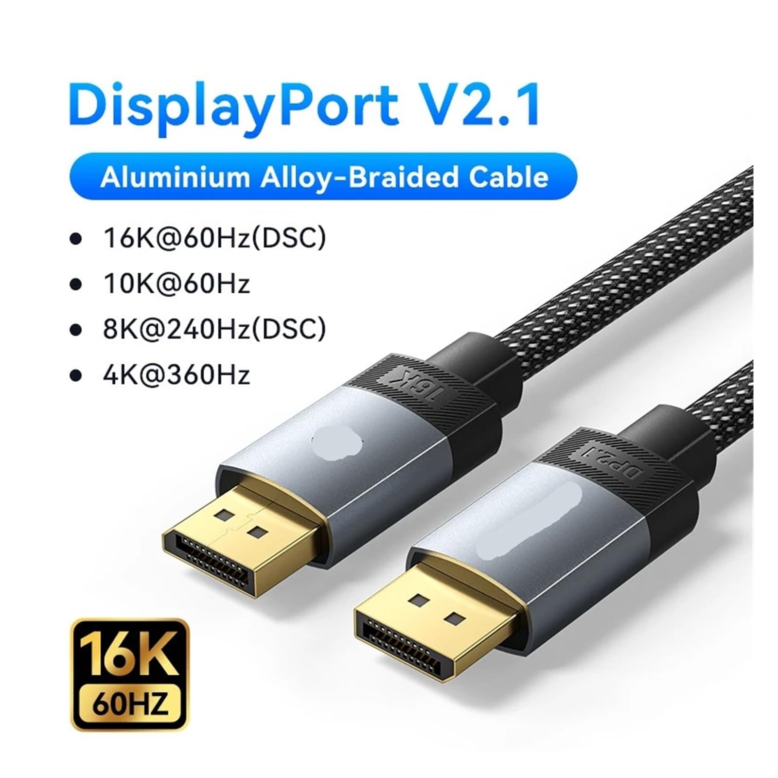 Cavo DisplayPort 2.1 Ad Alta Velocità Da 80 Gbps, Cavo Di Trasferimento Video DSC 16K 8K A 240 Hz for Monitor, PC, Laptop, TV Box(DP2.1 16K60Hz-5m)