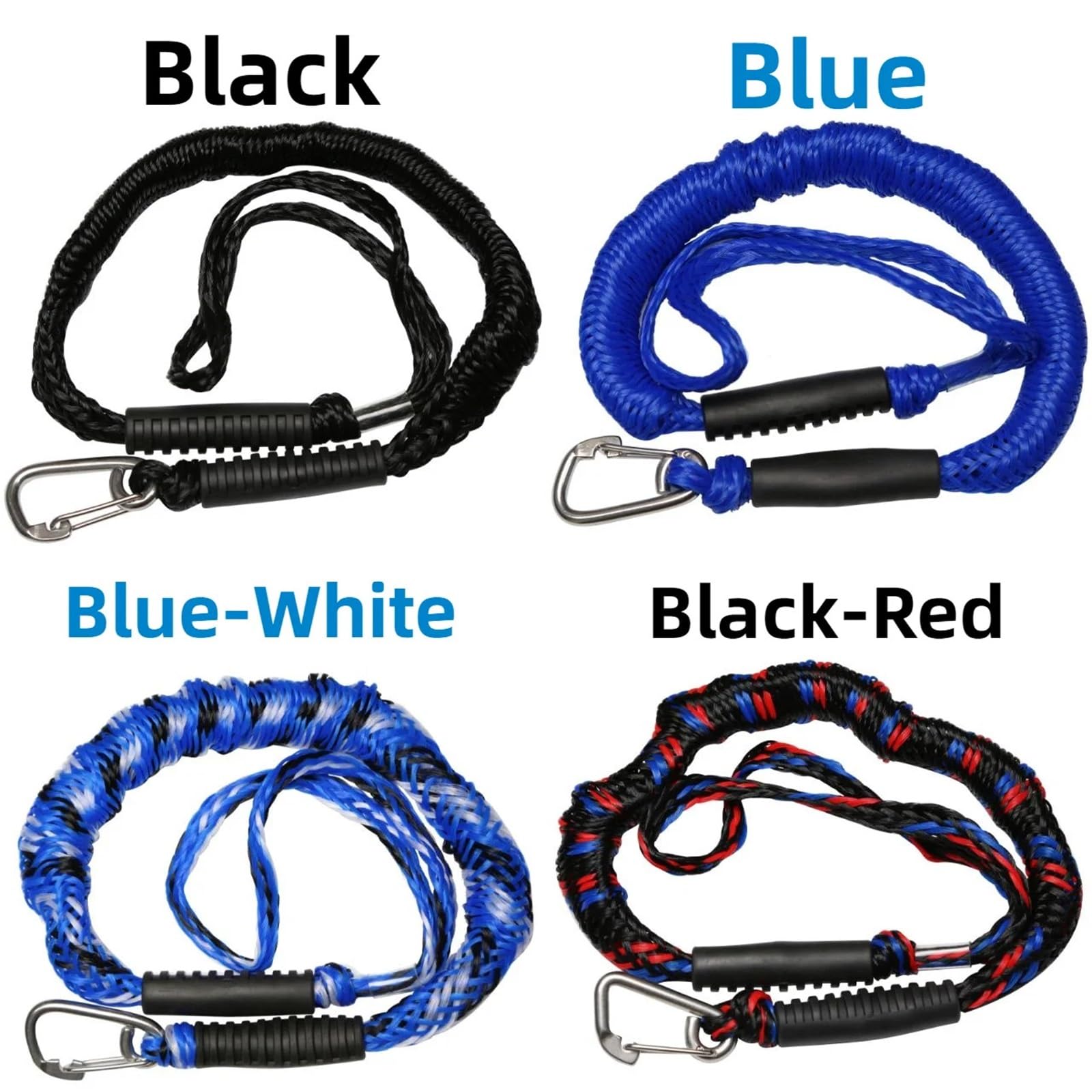 Lina cumownicza, 4 szt. Linie dokowe elastyczna lina morska liny do bungee opaski amortyzujące do jednostek pływających Jet Ski ponton kajak akcesoria do łodzi motorowych(Black-4PCS)