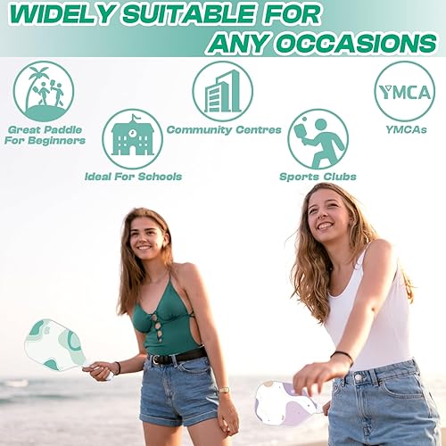 Miniatura 7 de Juego de 4 palas de pickleball, bonito juego de pelotas de pickleball, raquetas de pickleball de primera calidad, palas de pepinillo rosa con agarre
