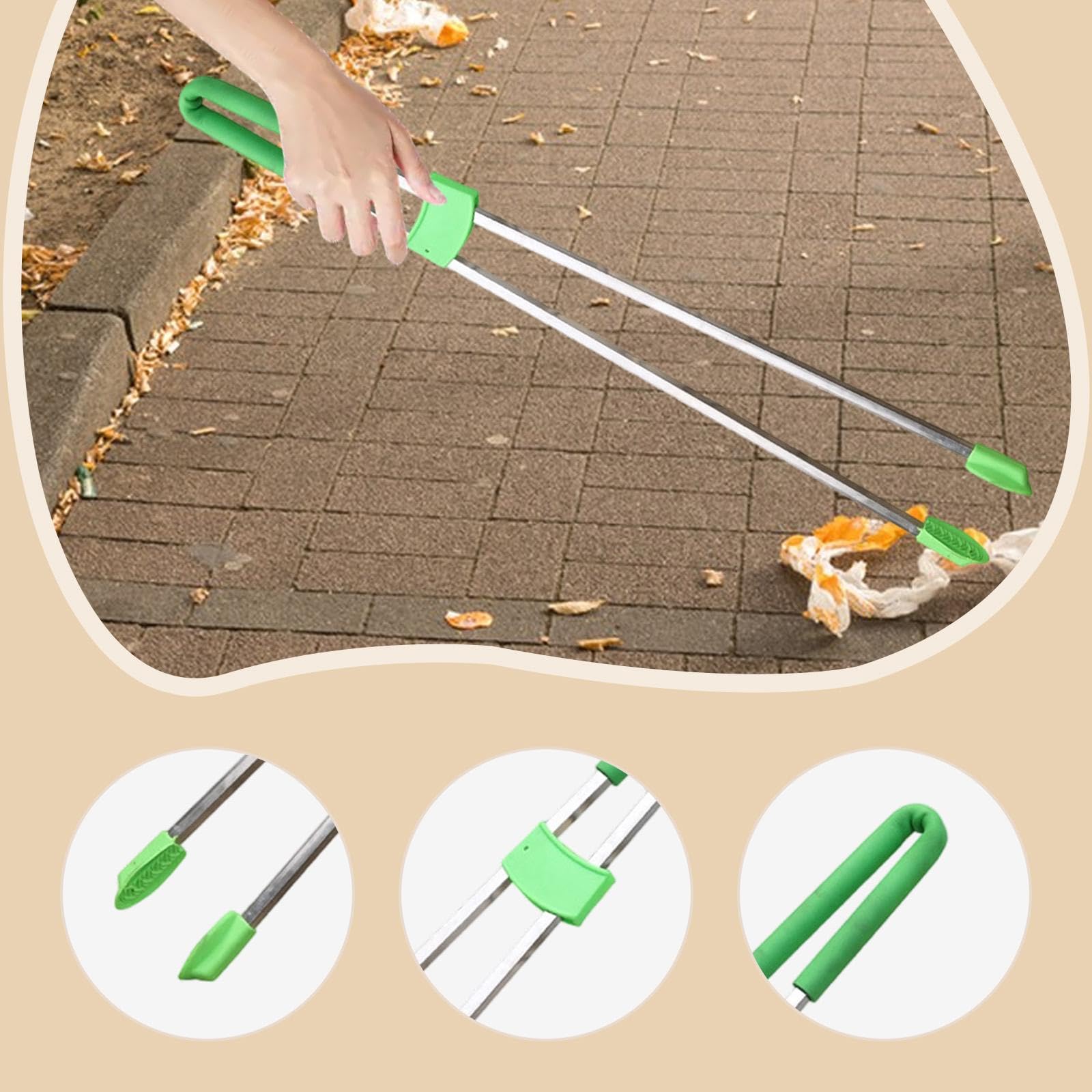 LOVIVER Recolector Basura Herramienta Pinza Recoge Desechos Pinza Extensible Agarre Antideslizante Función Ergonómica Adecuado para Adultos Limpieza de Jardin, Varilla de Aluminio