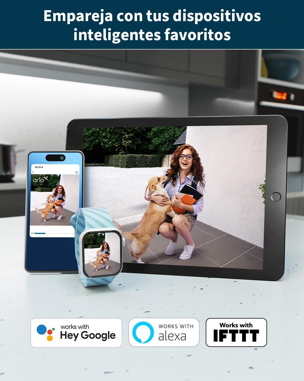 Arlo Pro 6, Cámara de Vigilancia Exterior WiFi 2K+ HDR, Reconocimiento y detección de IA, Visión Nocturna Color, Audio bidireccional, Funciona con Alexa, Prueba Arlo Secure incluida, 1 Cámara