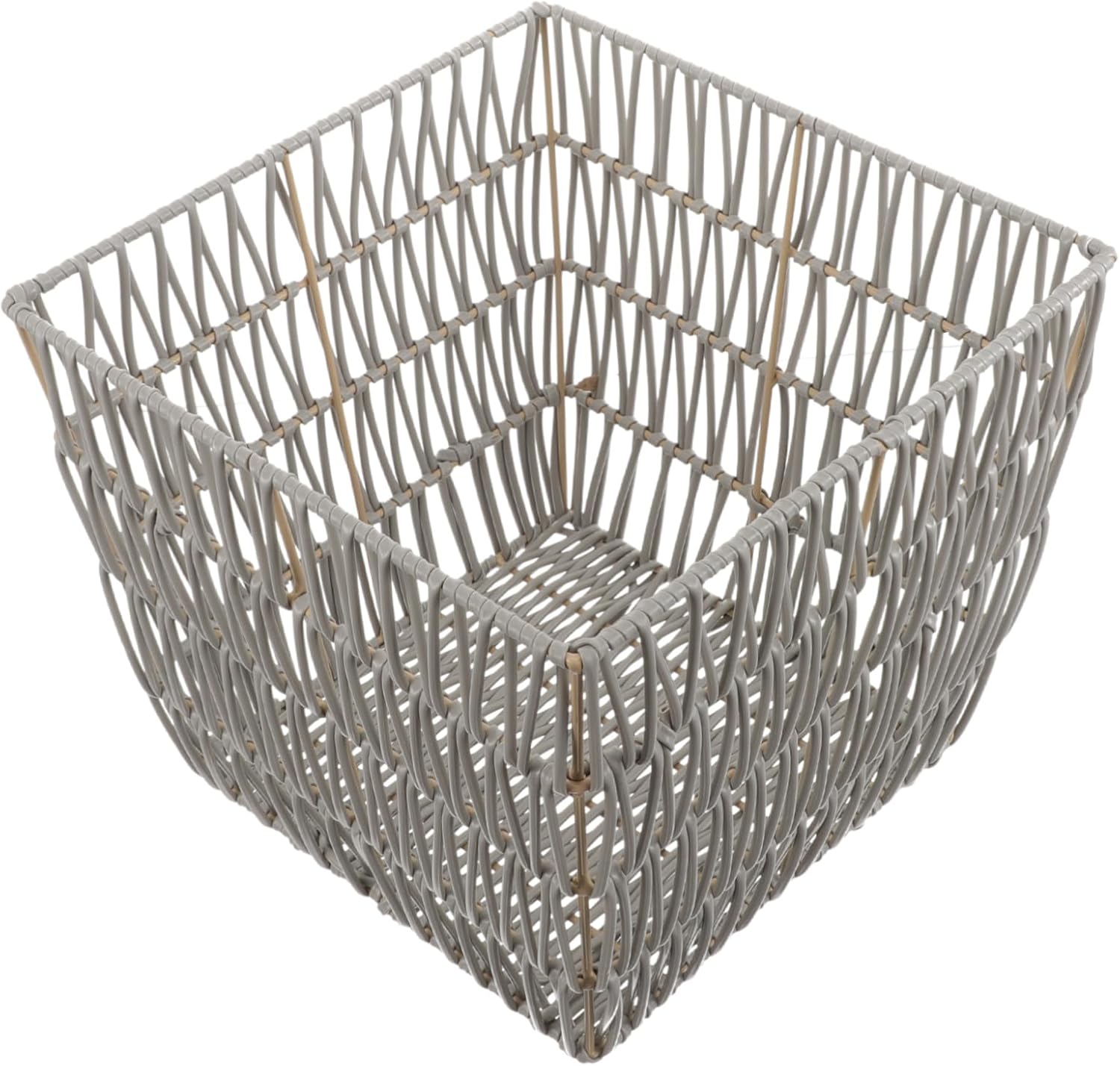 Hemobllo Woven Trash Can Hollow Design Handcrafted Storage Basket for Home Organization 10L Capacity Sturdy Natural Material Suitable for Kitchen and Office Use