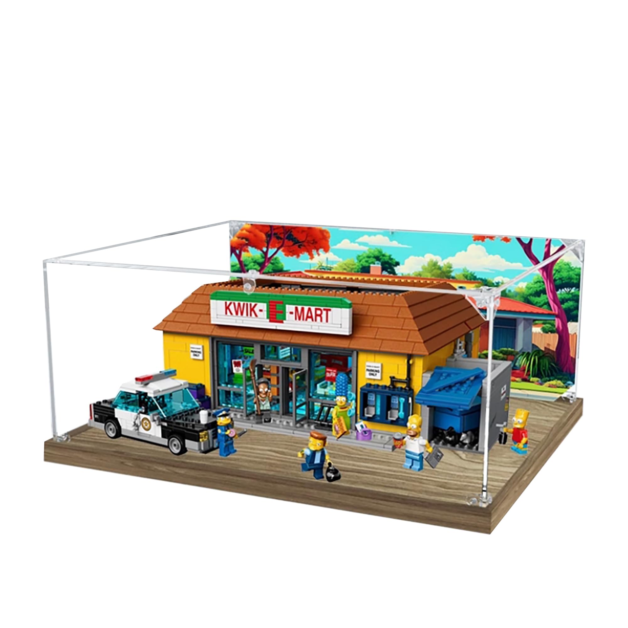 Acrylic Display Case for Lego 71016 The Simpsons Model, 3mm Dustproof Display Box, Display Case Compatible with Lego 71016 (Model Not Included) (Background Build B)