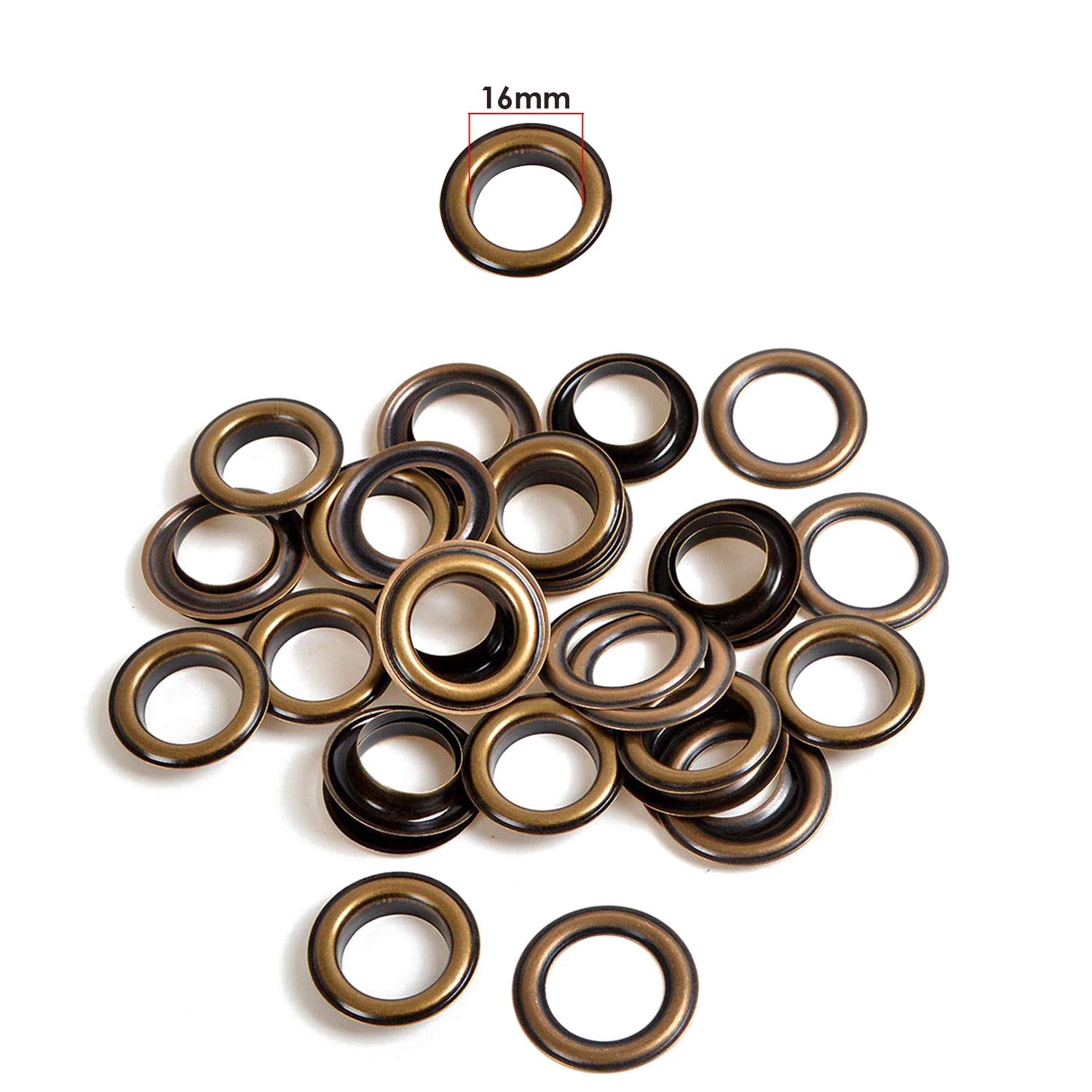 Trimming Shop Bronze 16mm Brass Eyelets Grommets with Washers Rust Proof for Pool Covers, Tarpaulin, Vinyl Banners, Yoga Mat, Art and Craft, DIY Projects, 50pcs