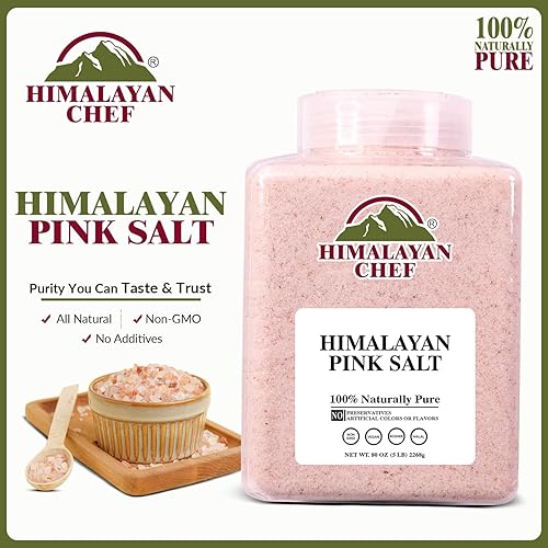 Miniatura 2 de Himalayan Chef Tarro de plástico fino de sal rosa del Himalaya, 5 libras, paquete de 6