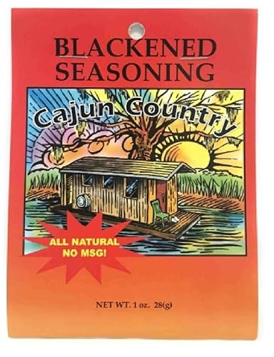 Cajun Country Condimento ennegrecido, paquete de 1 onza (todos los ingredientes naturales, sin mezcla de MSG, temporada de 1 a 2 libras de filete,