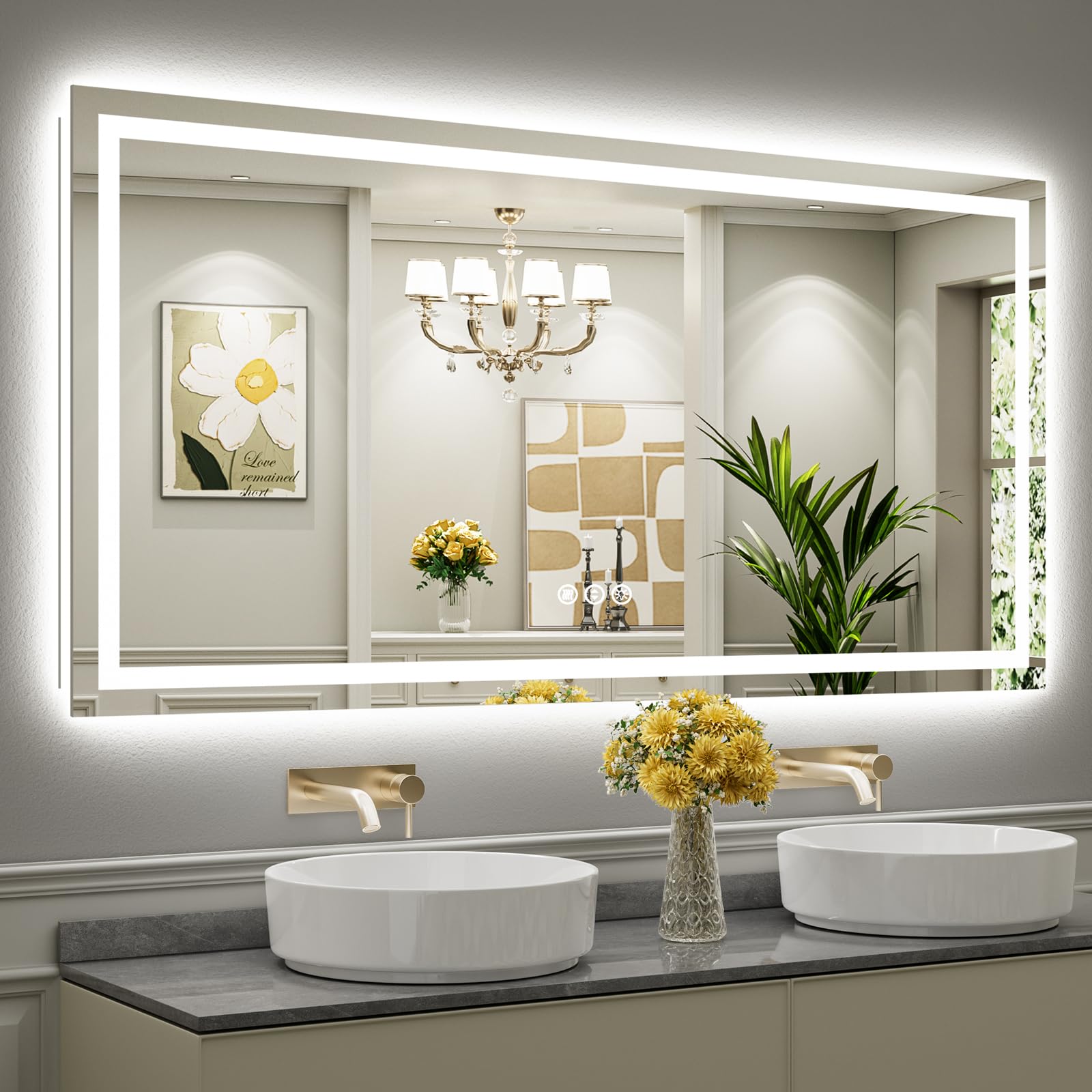 Briivue 72x36 Inch LED Bathroom Mirror with Lights, Backlit &amp; Front Lit