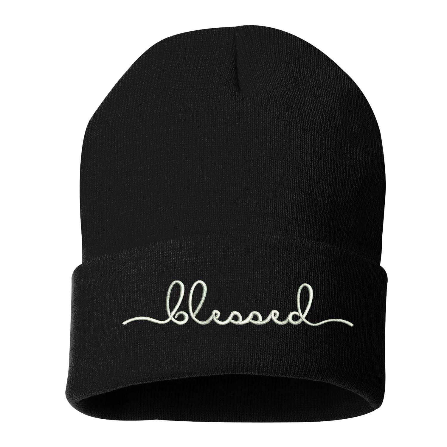 Prfcto Lifestyle Blessed Embroidered Beanie Cuffed Cap - Unisex (Black)