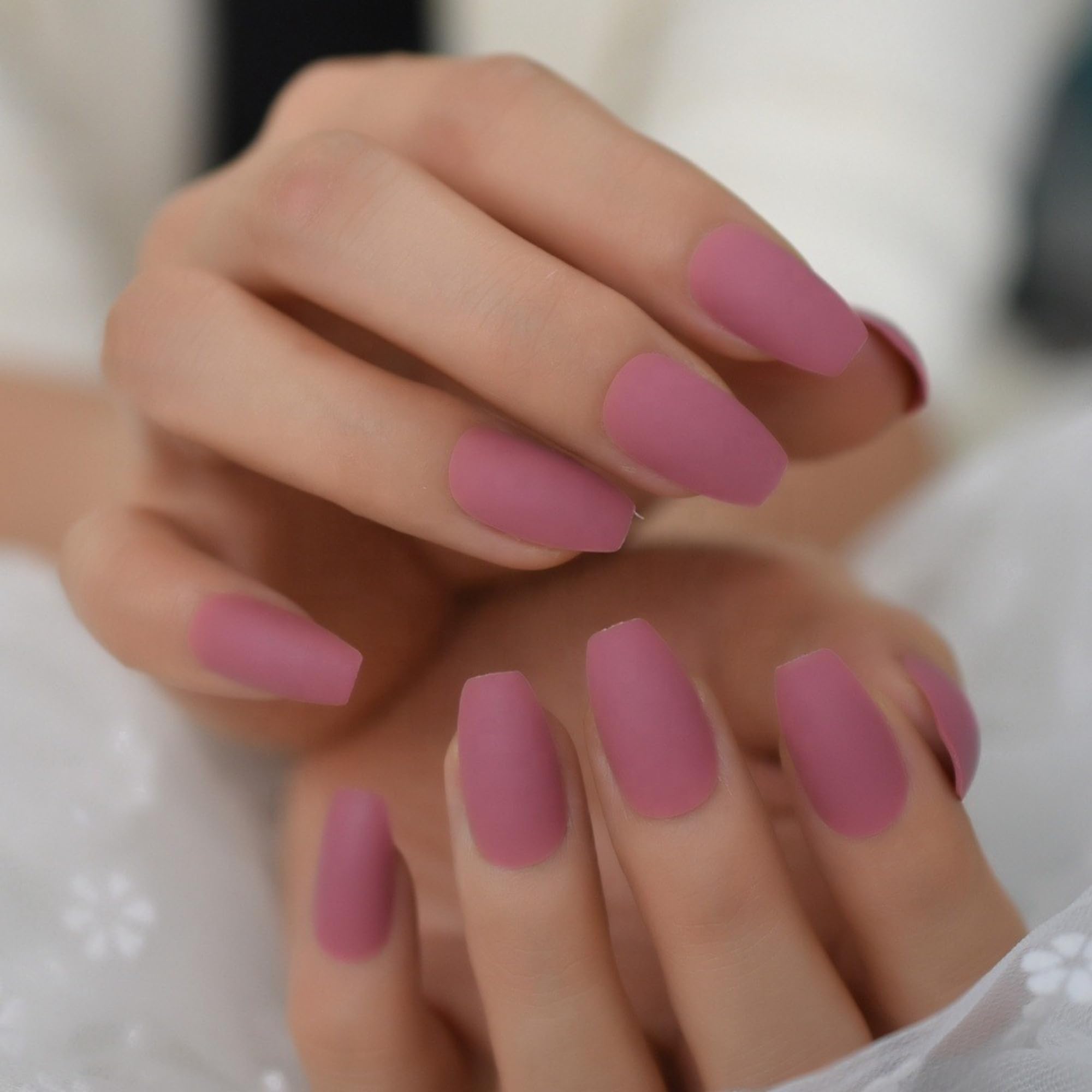 Terra Cotta Medium Coffin Artificial Nails | 24 Tips-image-49