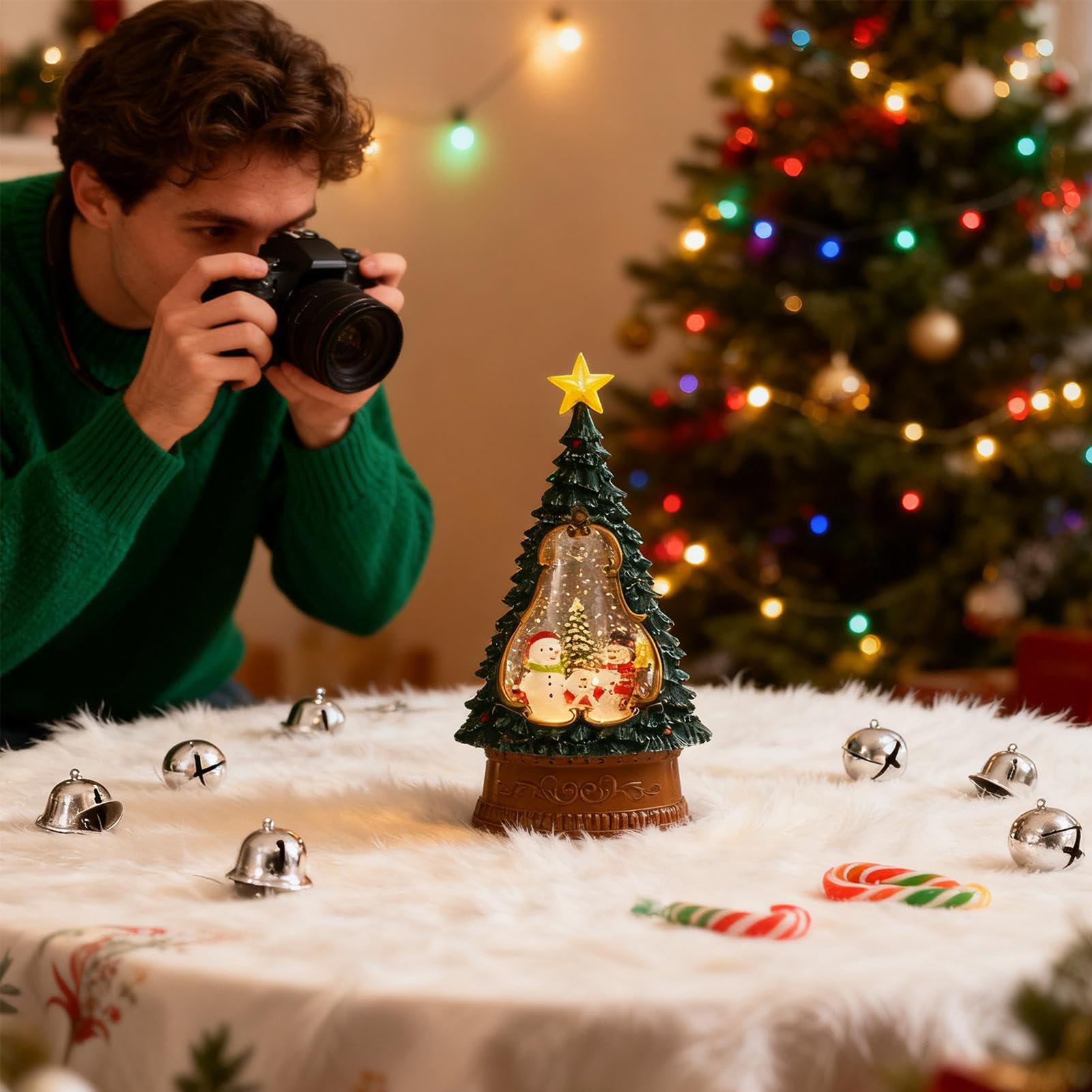Boule À Neige De Noël Minuterie De 6 Heures avec Musique | Lumière Globe à Neige Père Noël Pour Cheminée Salle à Manger Étagère Chambre Appui de Fenêtre Ados