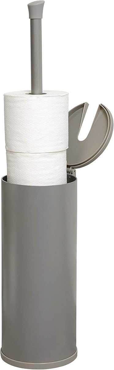 Zenna Home Easy Access Brushed Nickel Toilet Paper Holder, Rustproof, Holds 3 Rolls, Toilet Paper Storage with Lid and Easy Grip Handle, Bath Tissue Holder with Lid, Brushed Nickel
