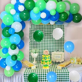 Golf Birthday Party Supplies for 1 2 3 4 5 Year Old - Blue Green Balloon Garland Arch with White Golf Foil Balloon for Boys Baby Shower Birthday Decoration