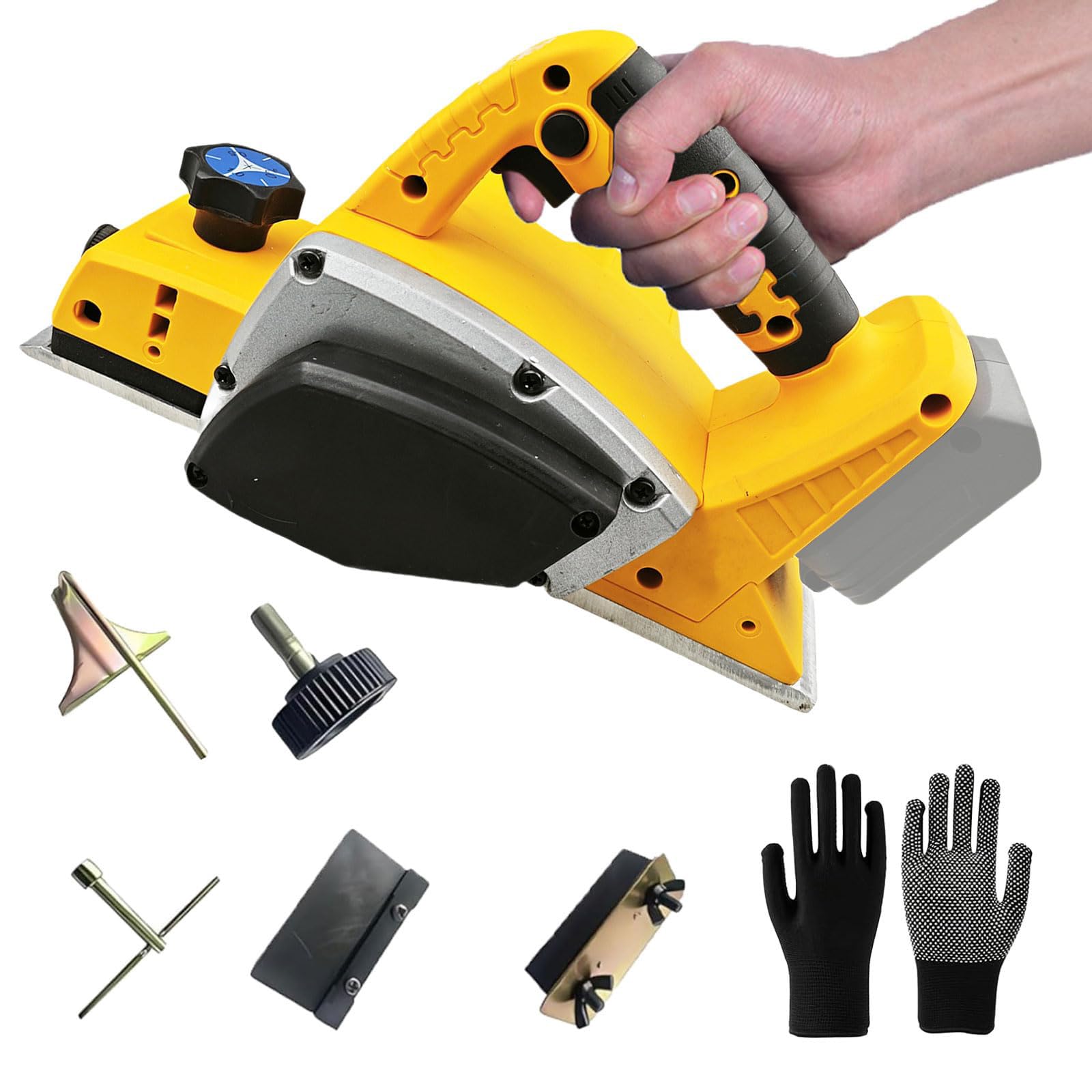 Cepilladora eléctrica (20 V, 16500 rpm, ancho 82 mm, profundidad ajustable 0-2 mm, cepilladora manual para carpintería y bricolaje (sin batería)