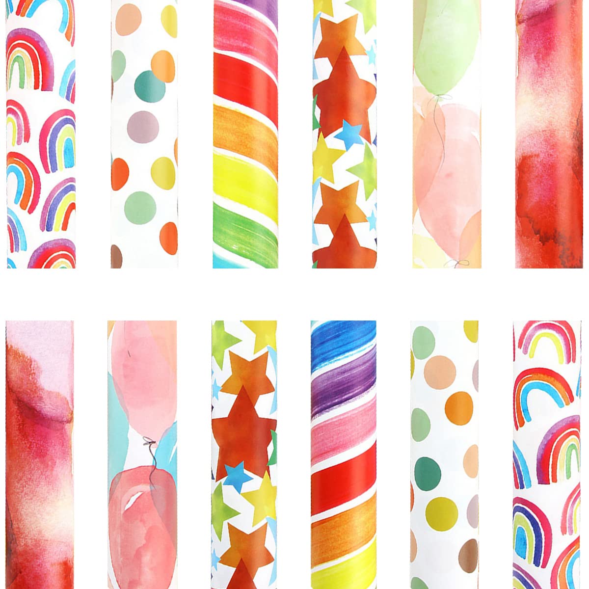 Cozylkx 12 arkuszy papieru do pakowania prezentów, 70 cm x 50 cm kolorowy wzorzysty papier do pakowania wielokrotnego użytku na Boże Narodzenie urodziny rocznice