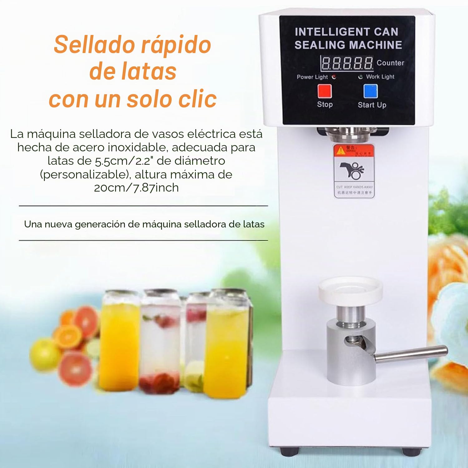 Máquina automática de Sellado de latas, sellador de Vasos eléctrico de 180 W, máquina de Cierre de latas con Panel de Control Inteligente para sellar Botellas de hasta 20 cm,Black