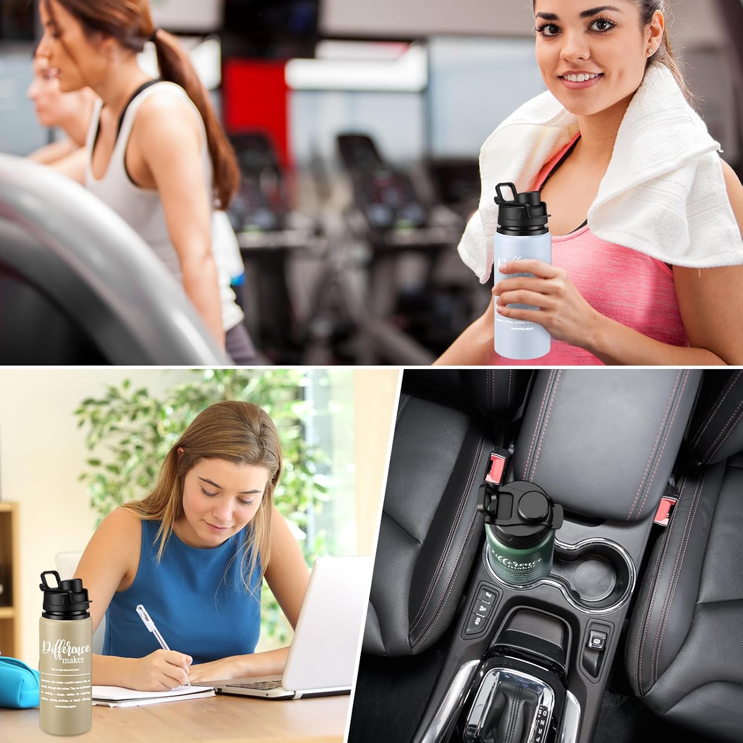 Shellwei 10 Pcs Thank You Appreciation Gifts 20 oz Aluminum Water Bottles Bulk Lightweight Sports Water Bottles Inspirational Tumbler Mug with Snap Lids for Christmas Employee - Image 7